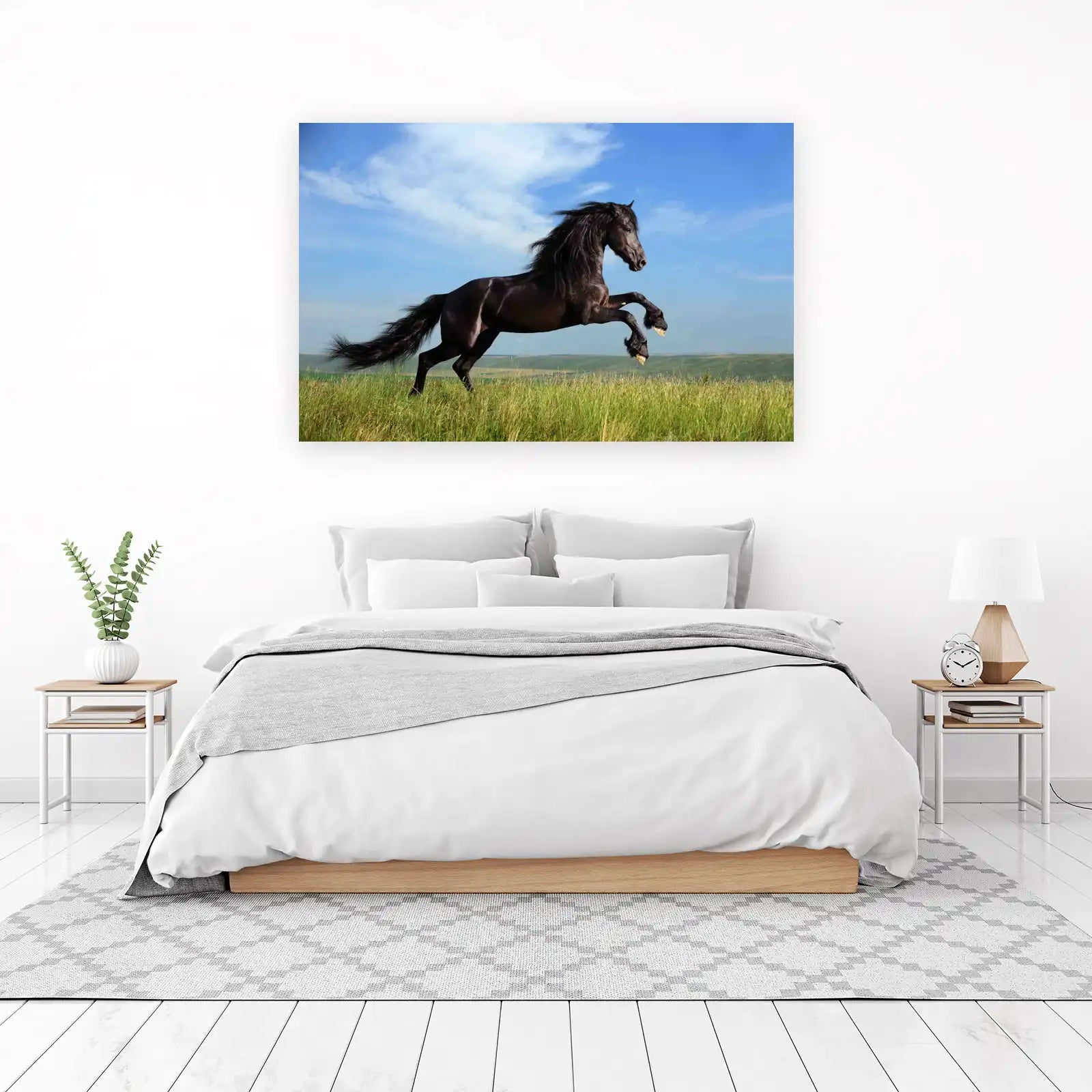 Majestic Black Stallion Reaching for Sky Wall Art