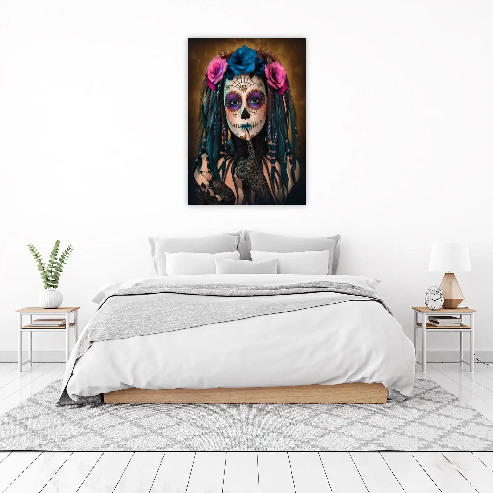 Mysterious Sugar Skull Woman Wall Art