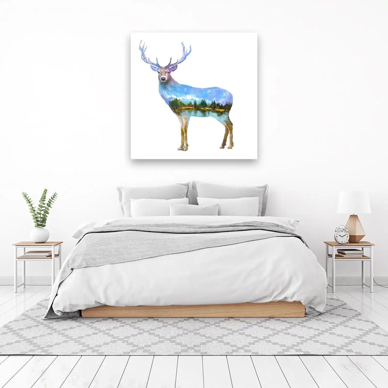 Majestic Deer Landscape Double Exposure Wall Art