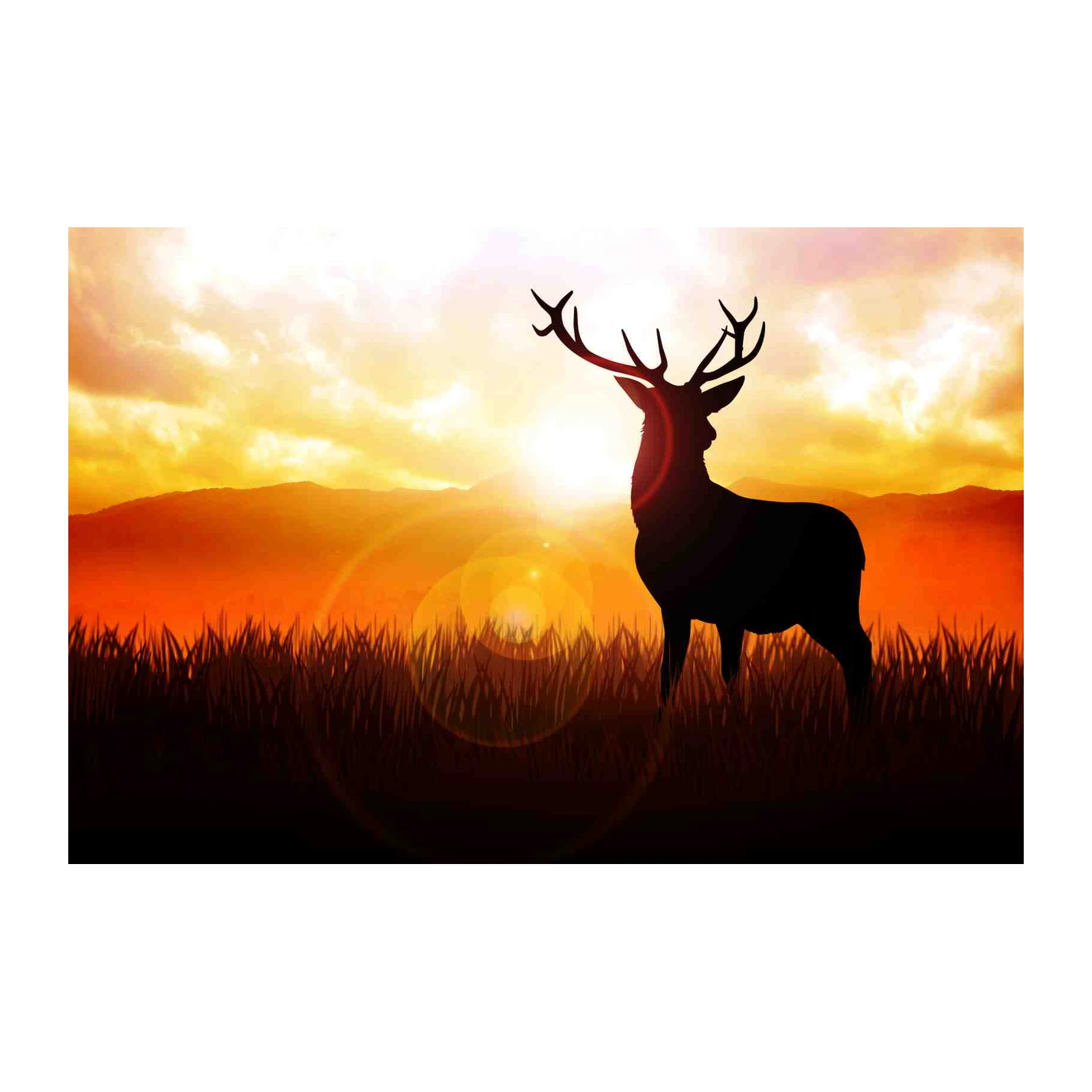 Majestic Stag Sunset Silhouette Wall Art