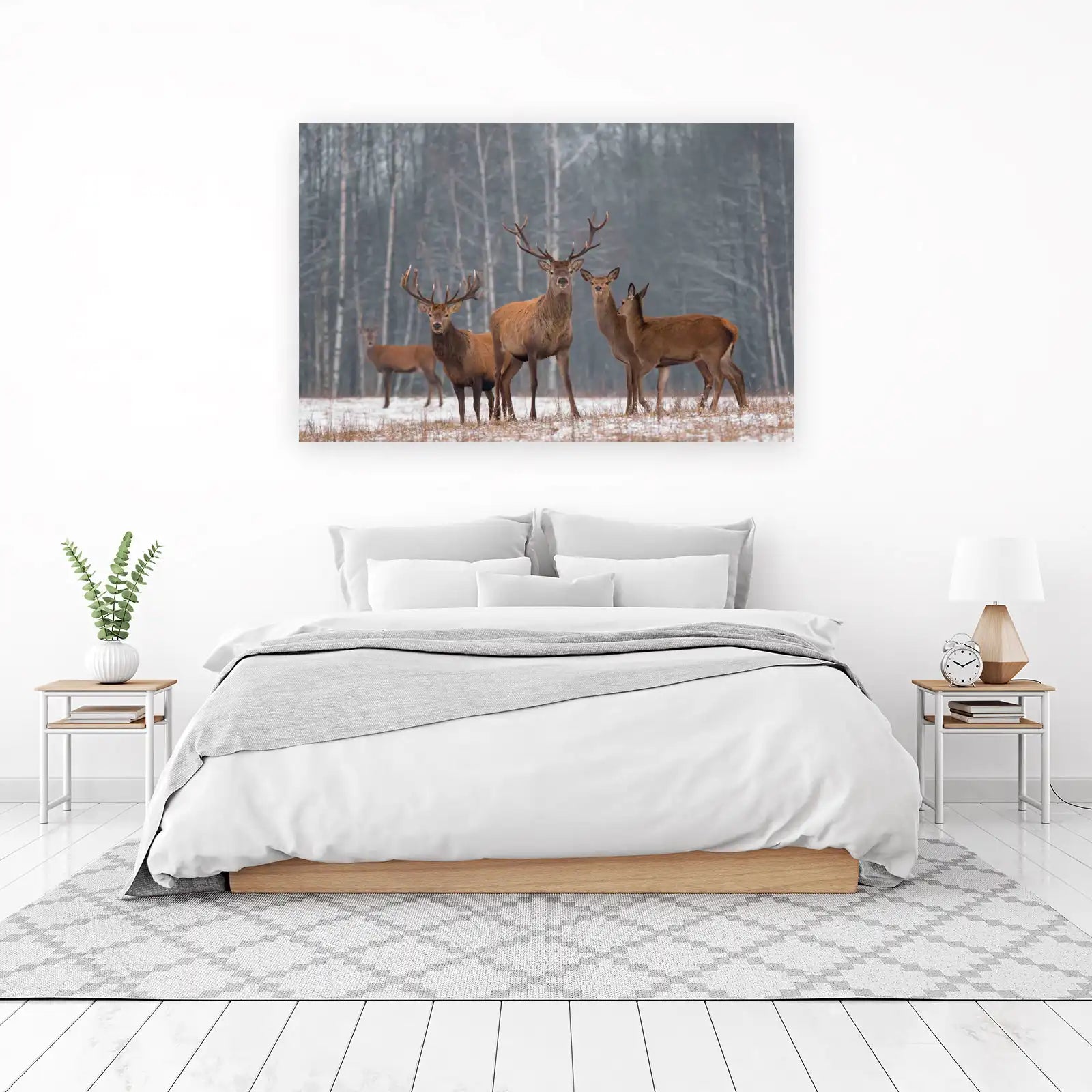 Majestic Deer Herd Winter Scene Wall Art