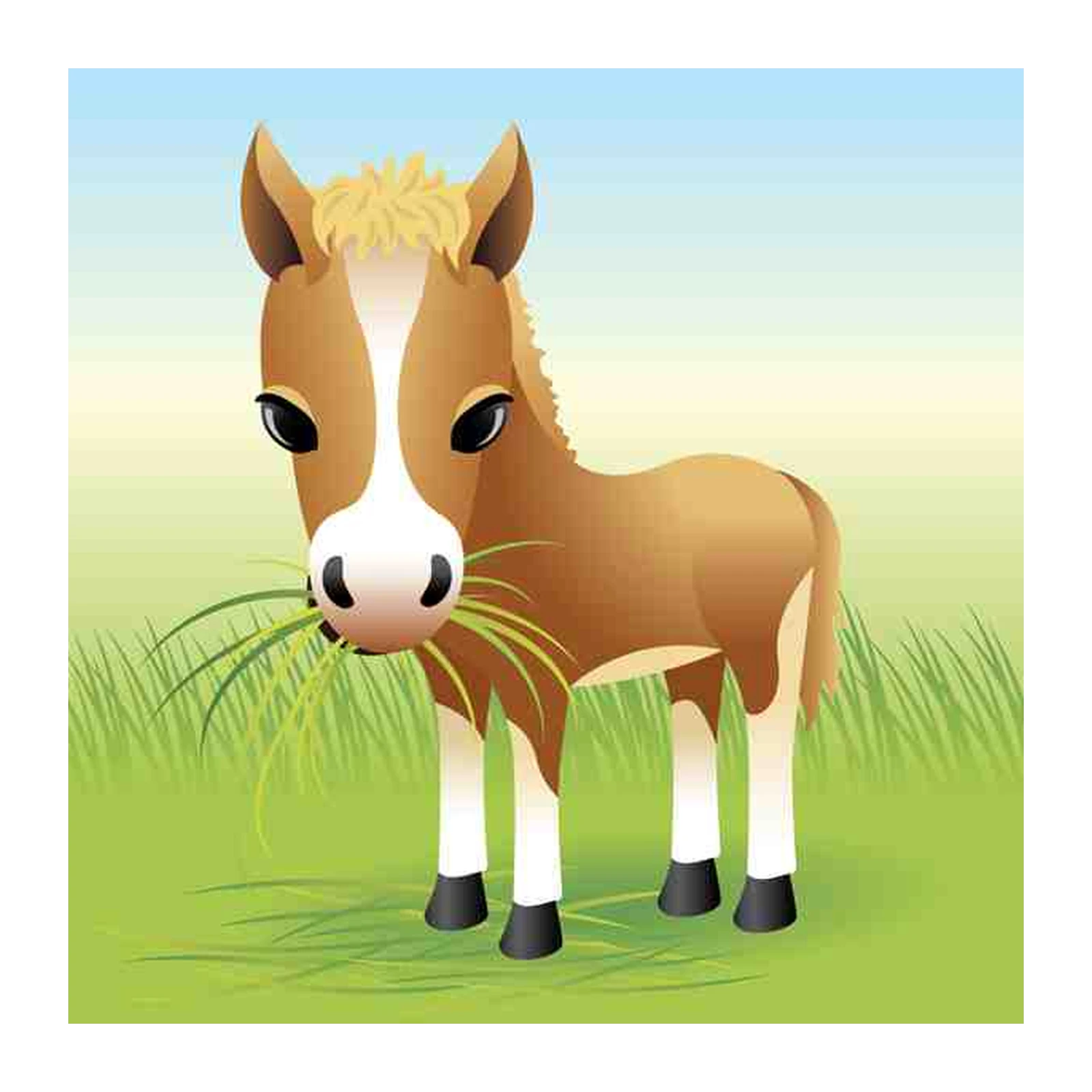 Adorable Foal Grazing Grass Wall Art