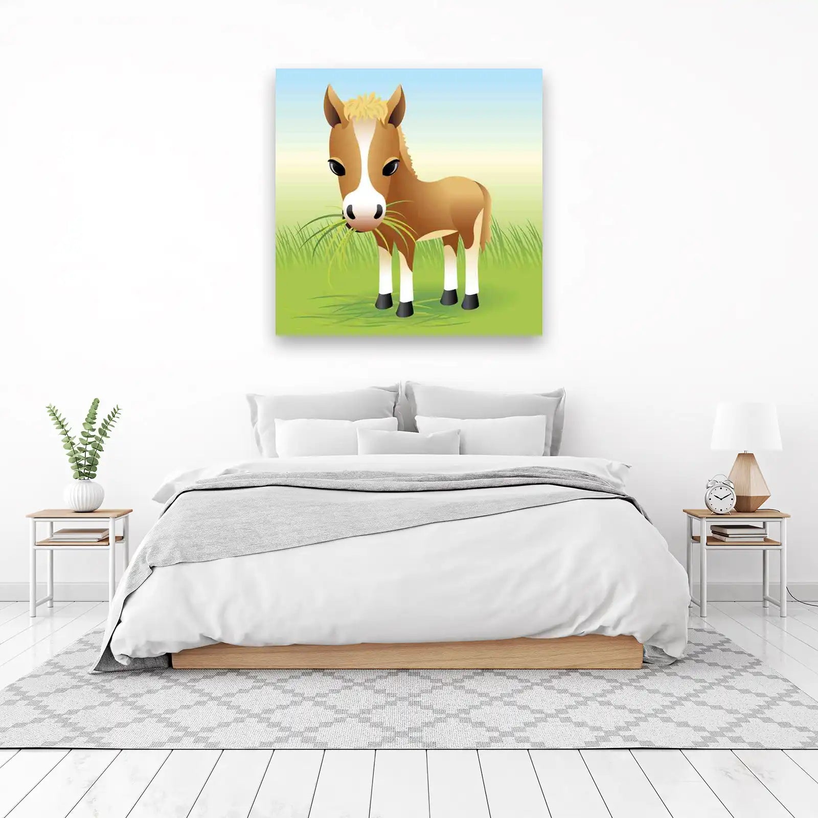 Adorable Foal Grazing Grass Wall Art