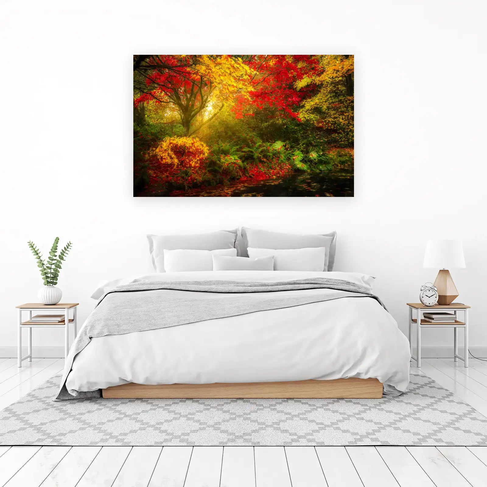 Vibrant Autumn Forest Pond Wall Art
