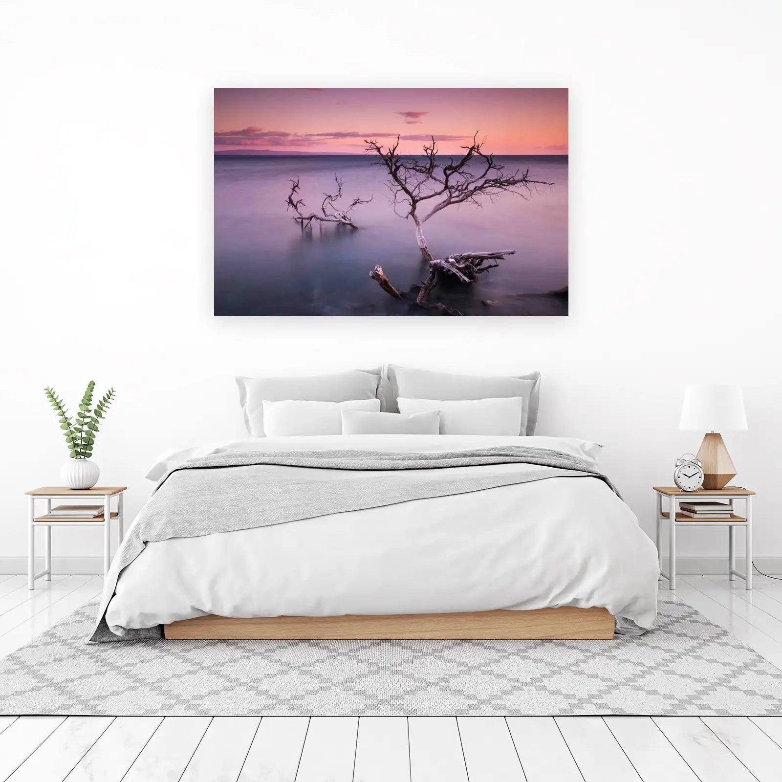 Serene Sunset Beach Tree Wall Art