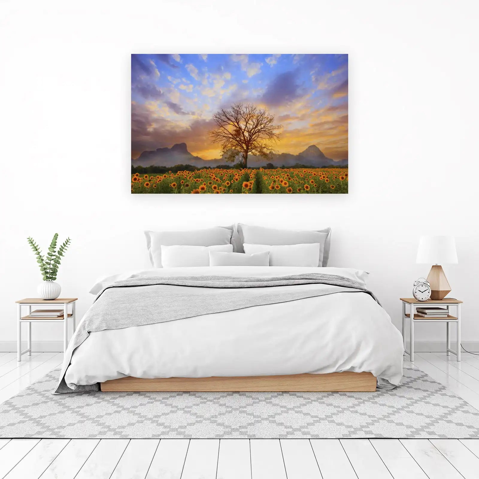 Golden Sunflower Field at Sunset Wall Art