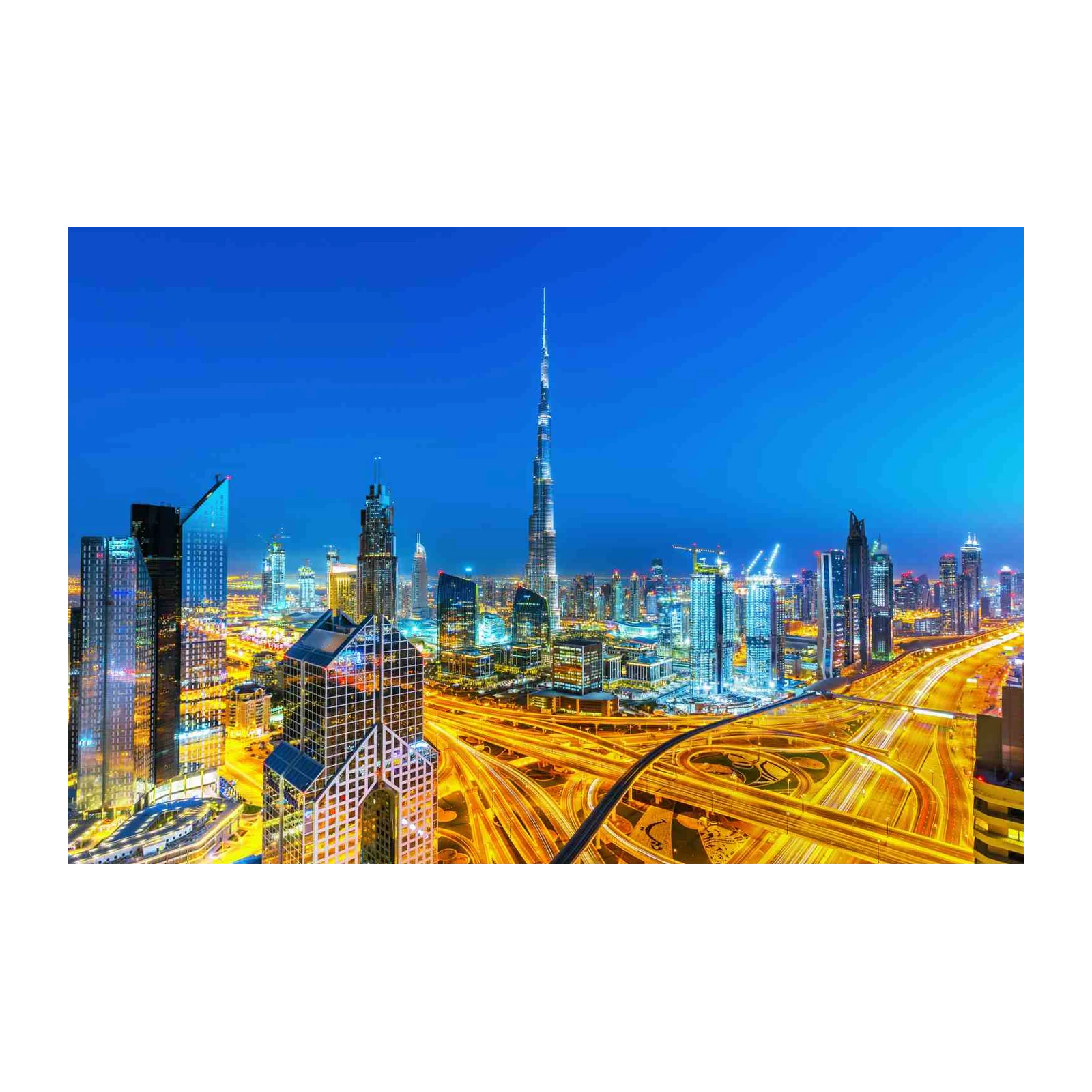 Dubai Skyline Night View Wall Art