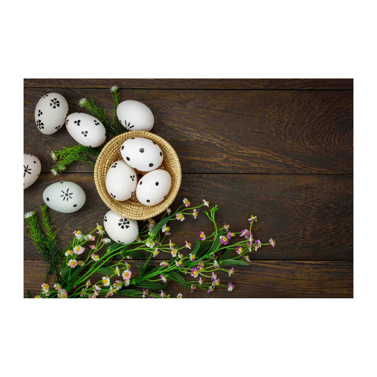 Charming Easter Eggs & Flowers Wall Art
