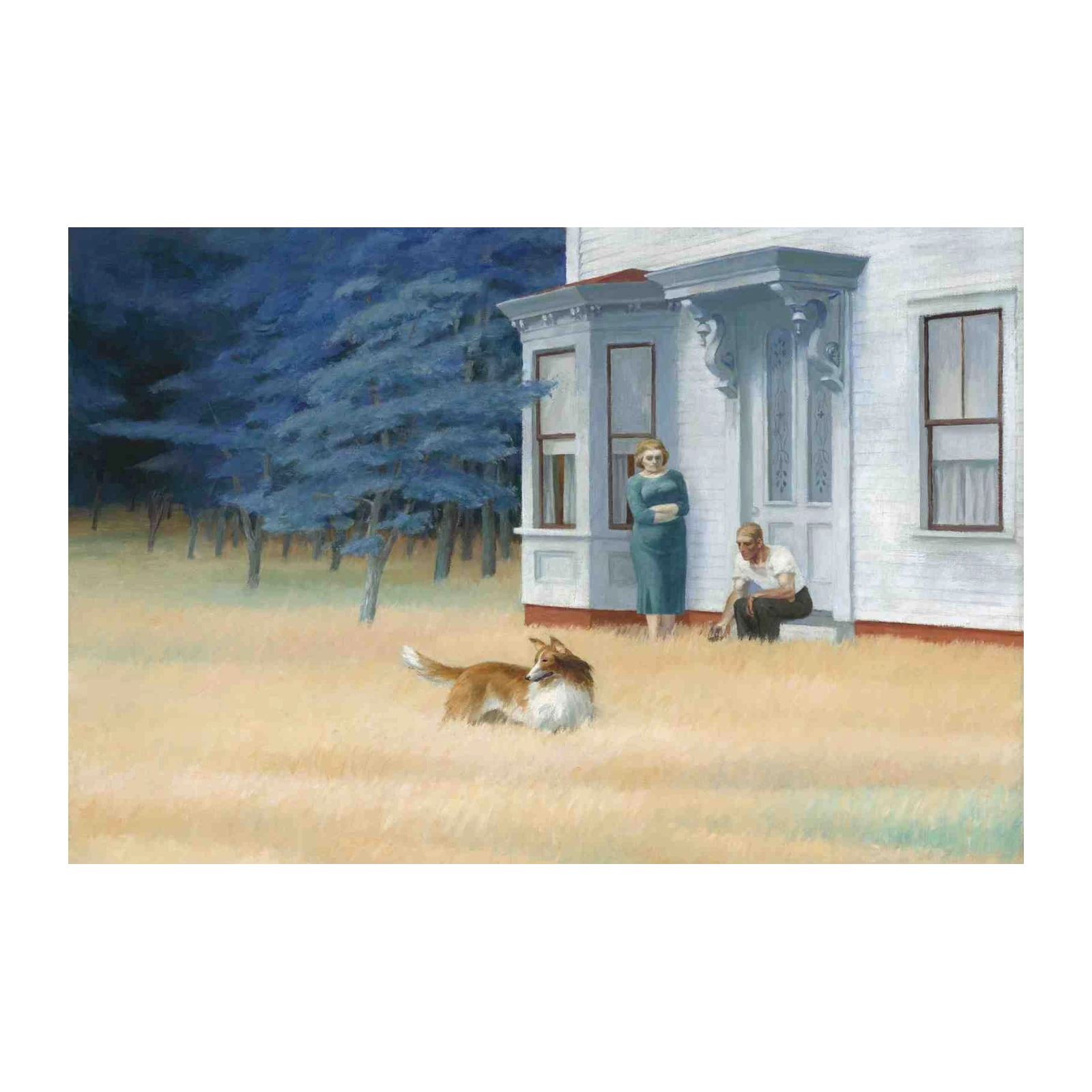 American Gothic Dog & Couple Wall Art