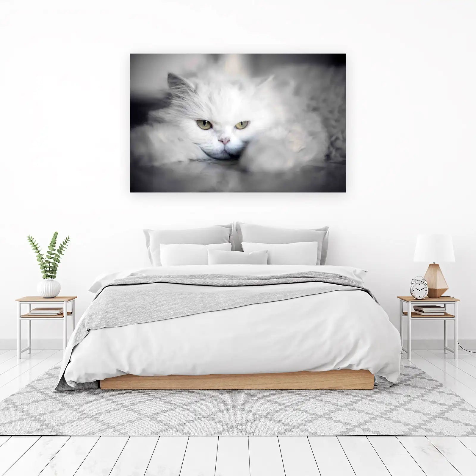 Majestic White Persian Cat Portrait Wall Art