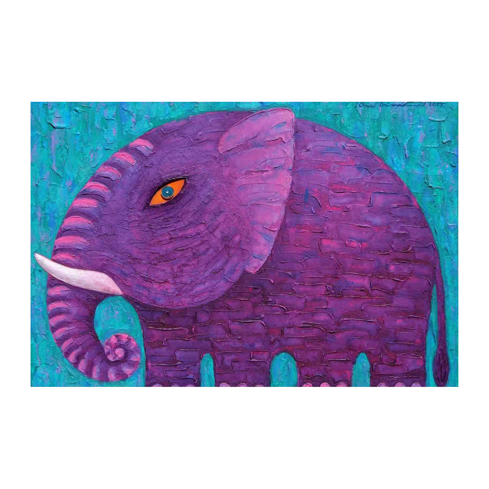 Vibrant Purple Elephant Textured Wall Art