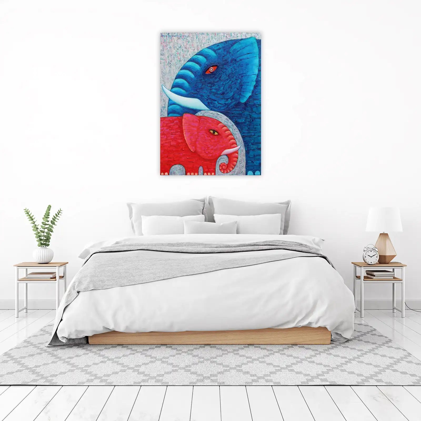 Vibrant Elephant Pair Abstract Wall Art Wall Art