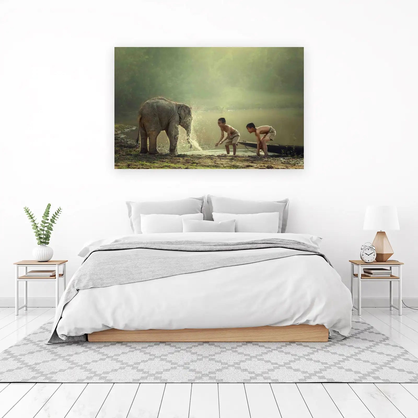 Joyful Elephant & Kids Wildlife Adventure Wall Art