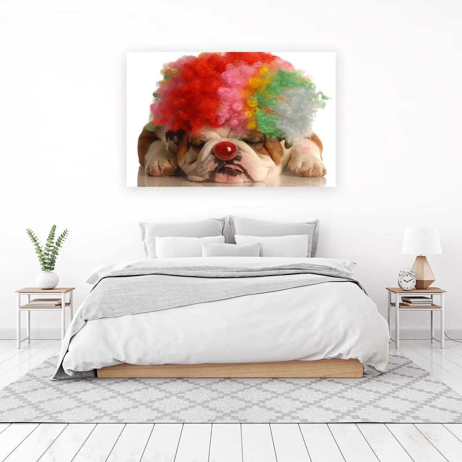 Funny Clown Bulldog Portrait Wall Art