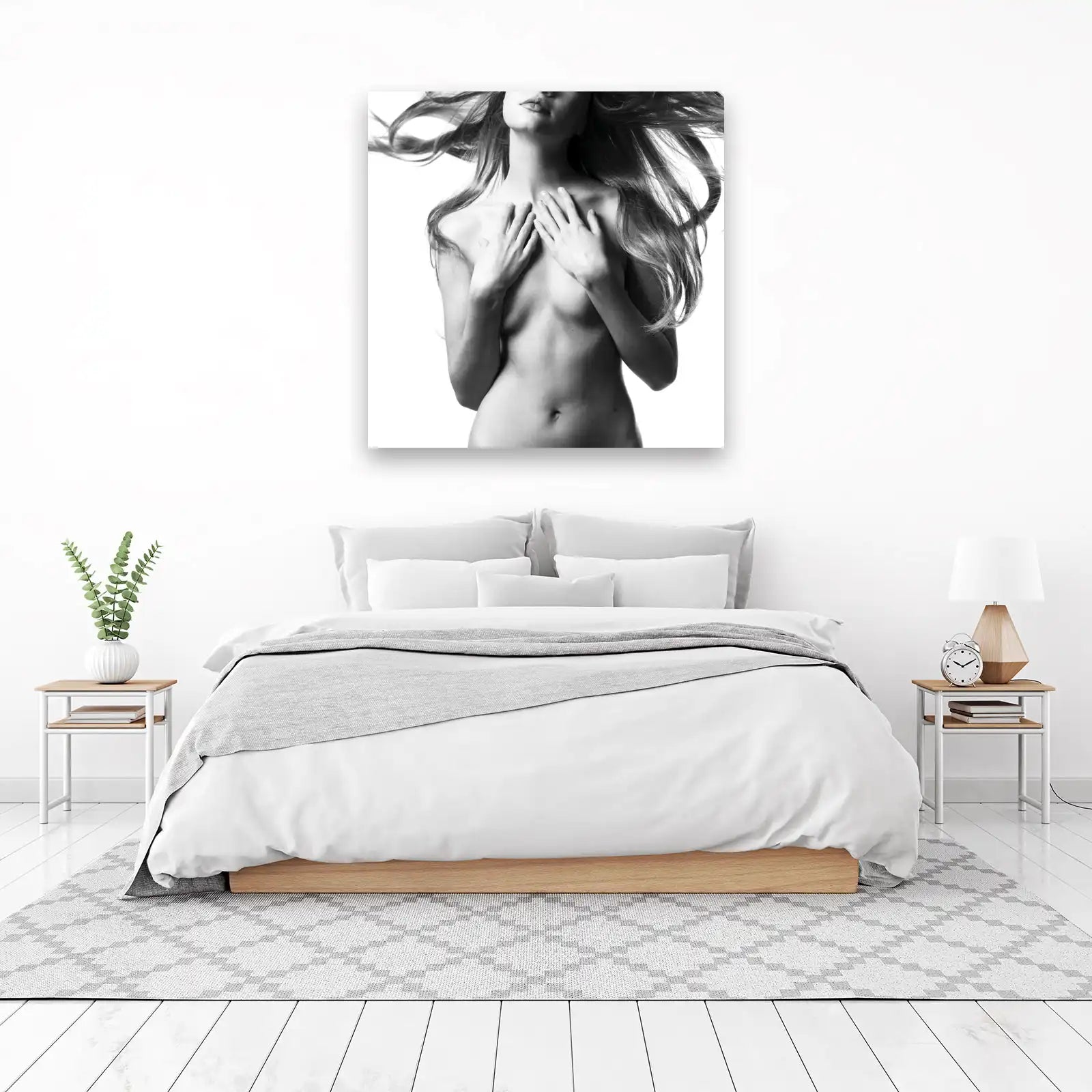 Elegant Nude Woman with Flowing Hair Wall Art