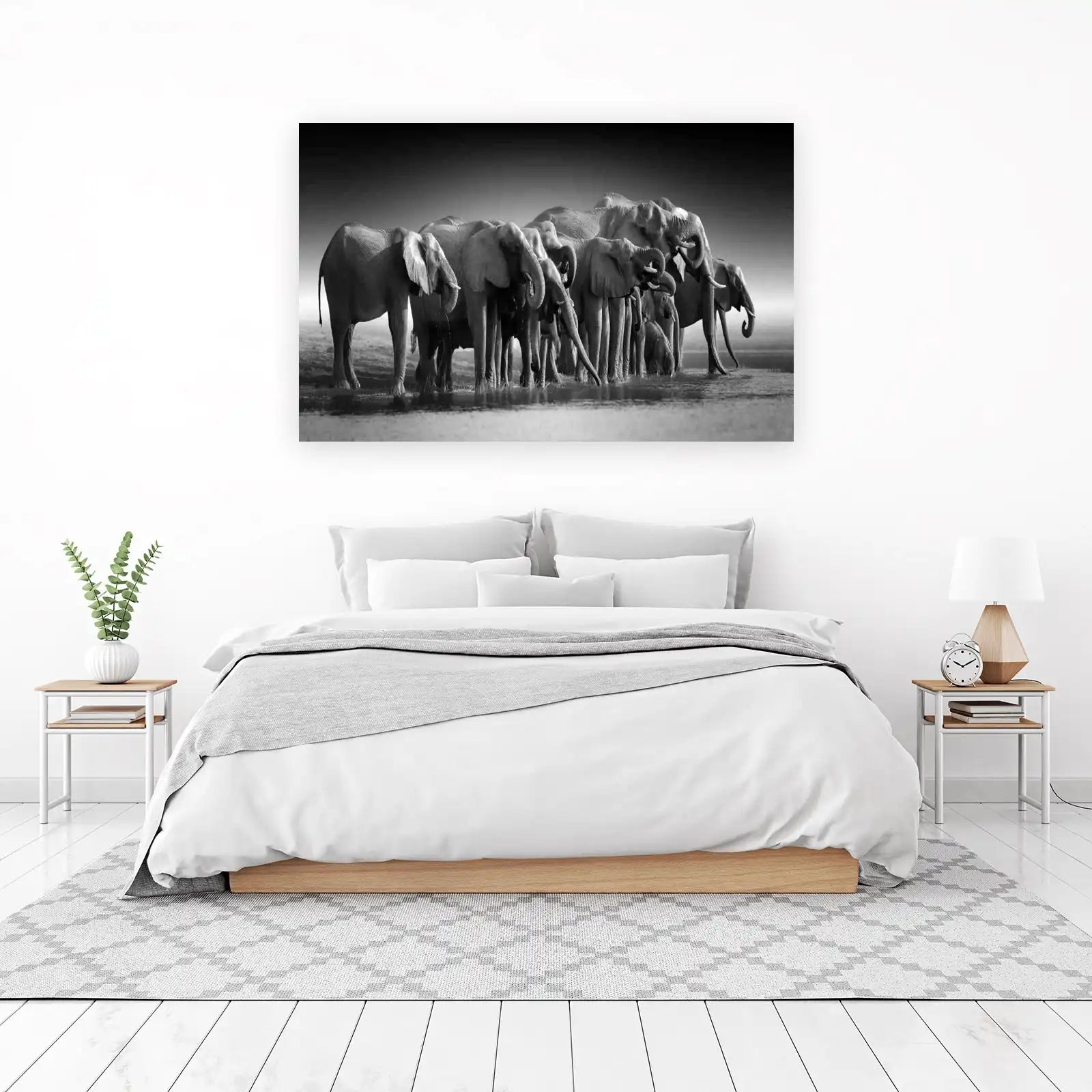 Majestic Elephants Drinking Safari Wall Art