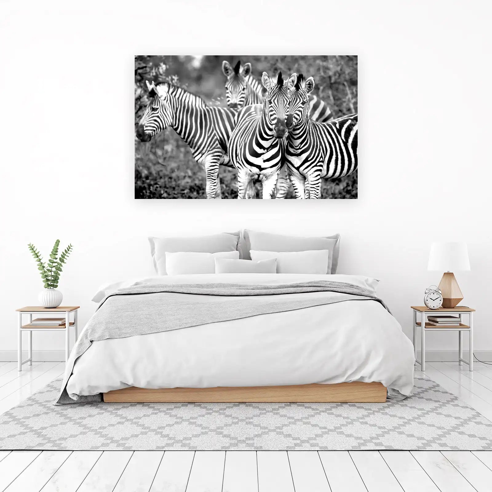Majestic Zebra Herd Monochrome Wall Art