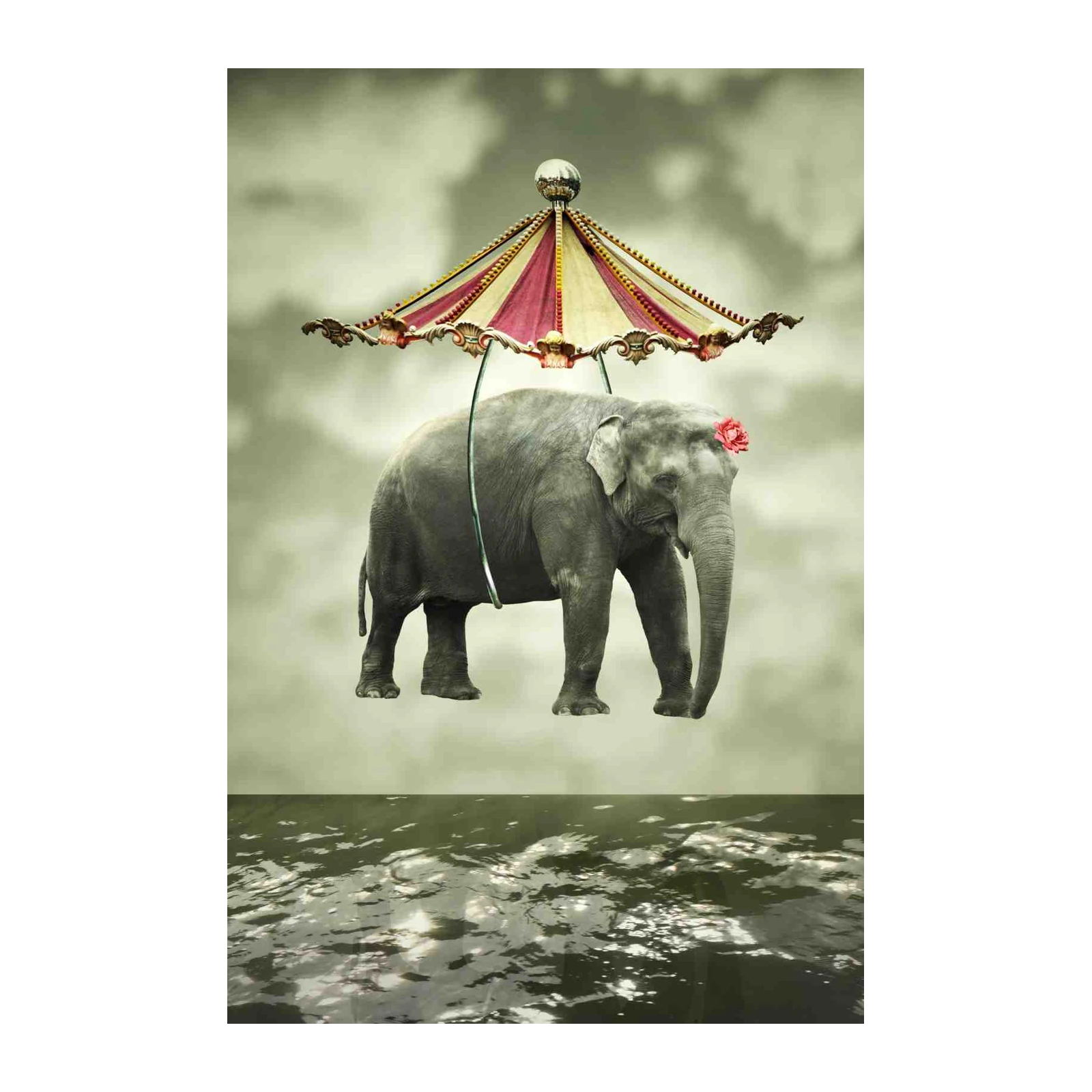 Whimsical Elephant Sky-High Circus Wall Art