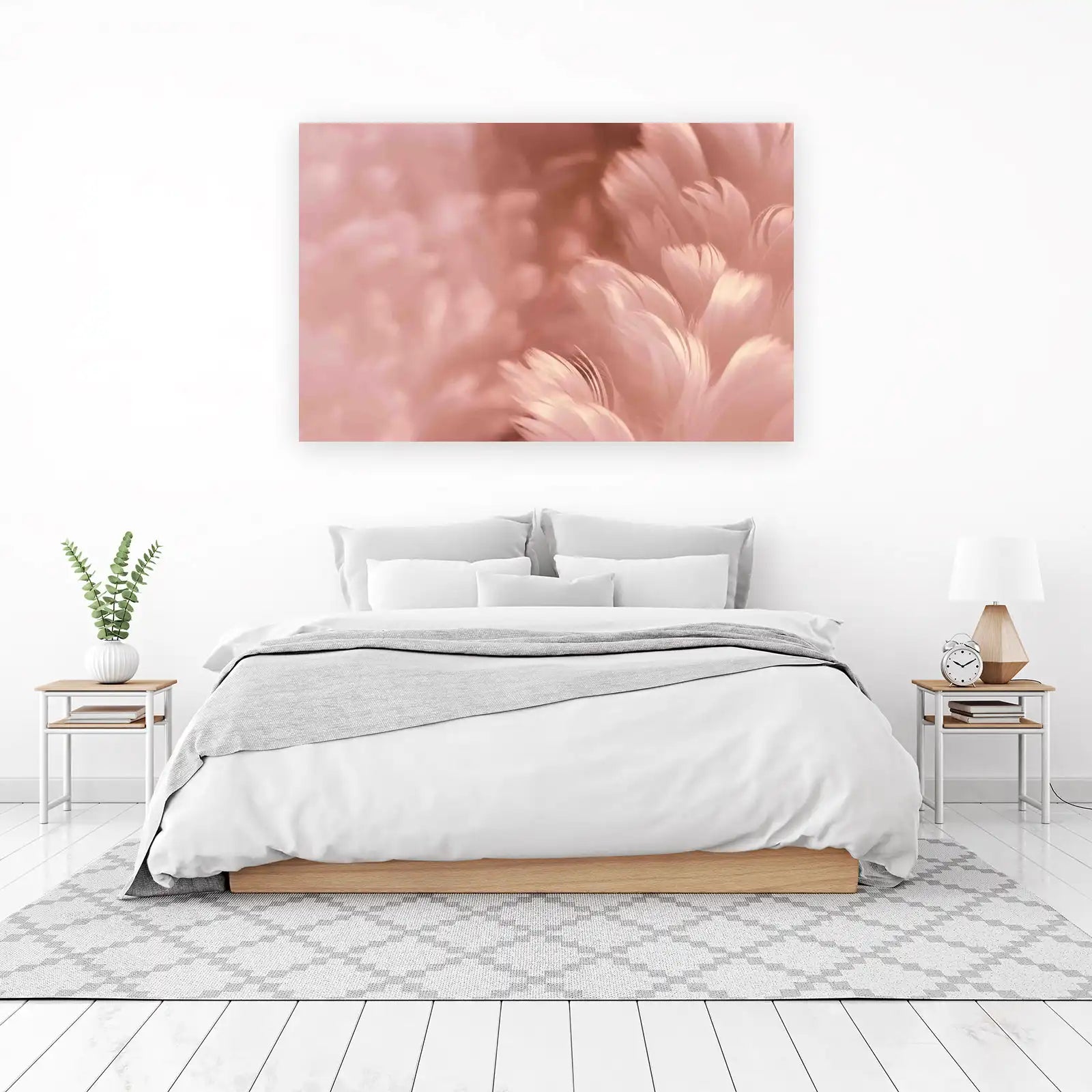 Soft Blush Feather Abstract Wall Art
