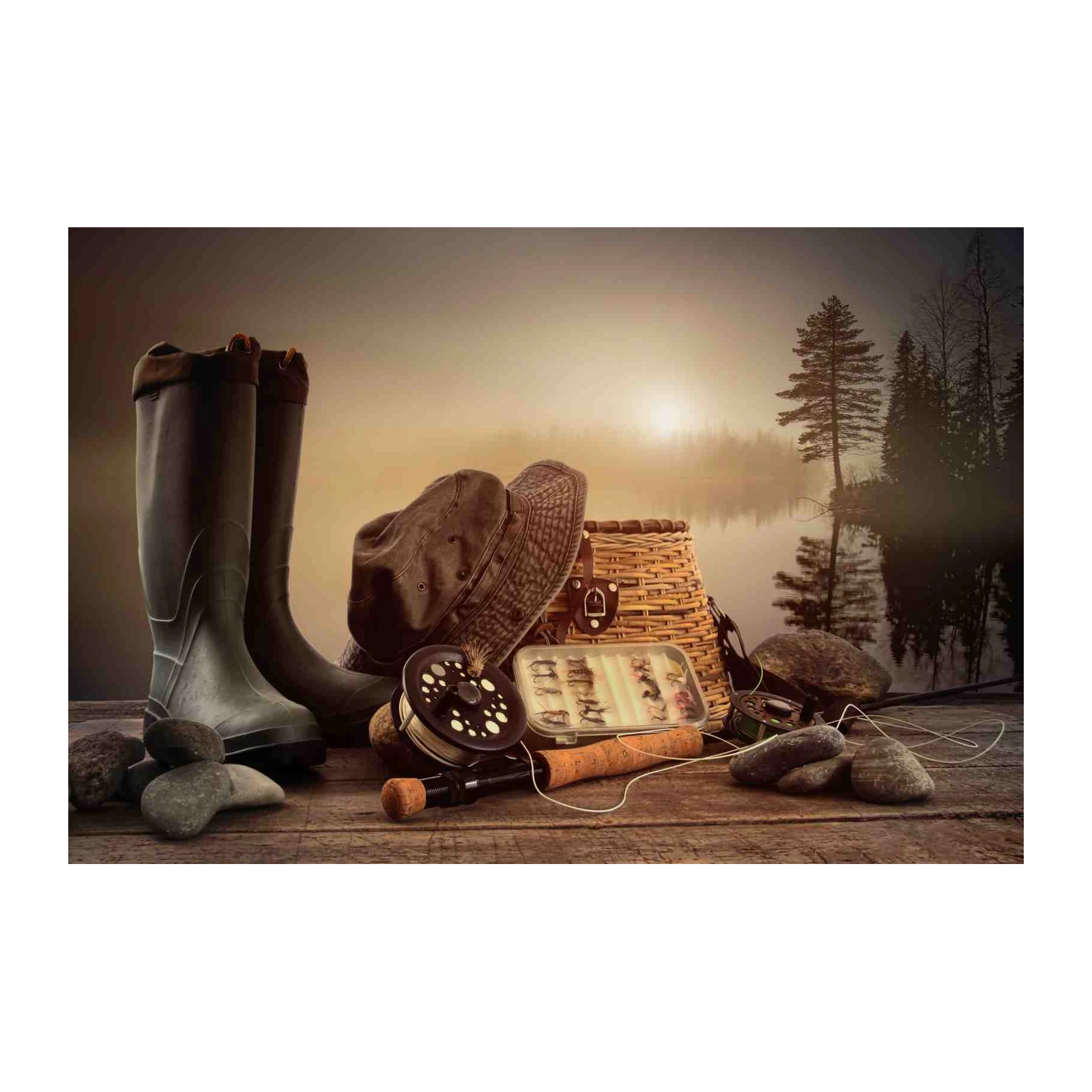 Serene Fishing Getaway Vintage Wall Art