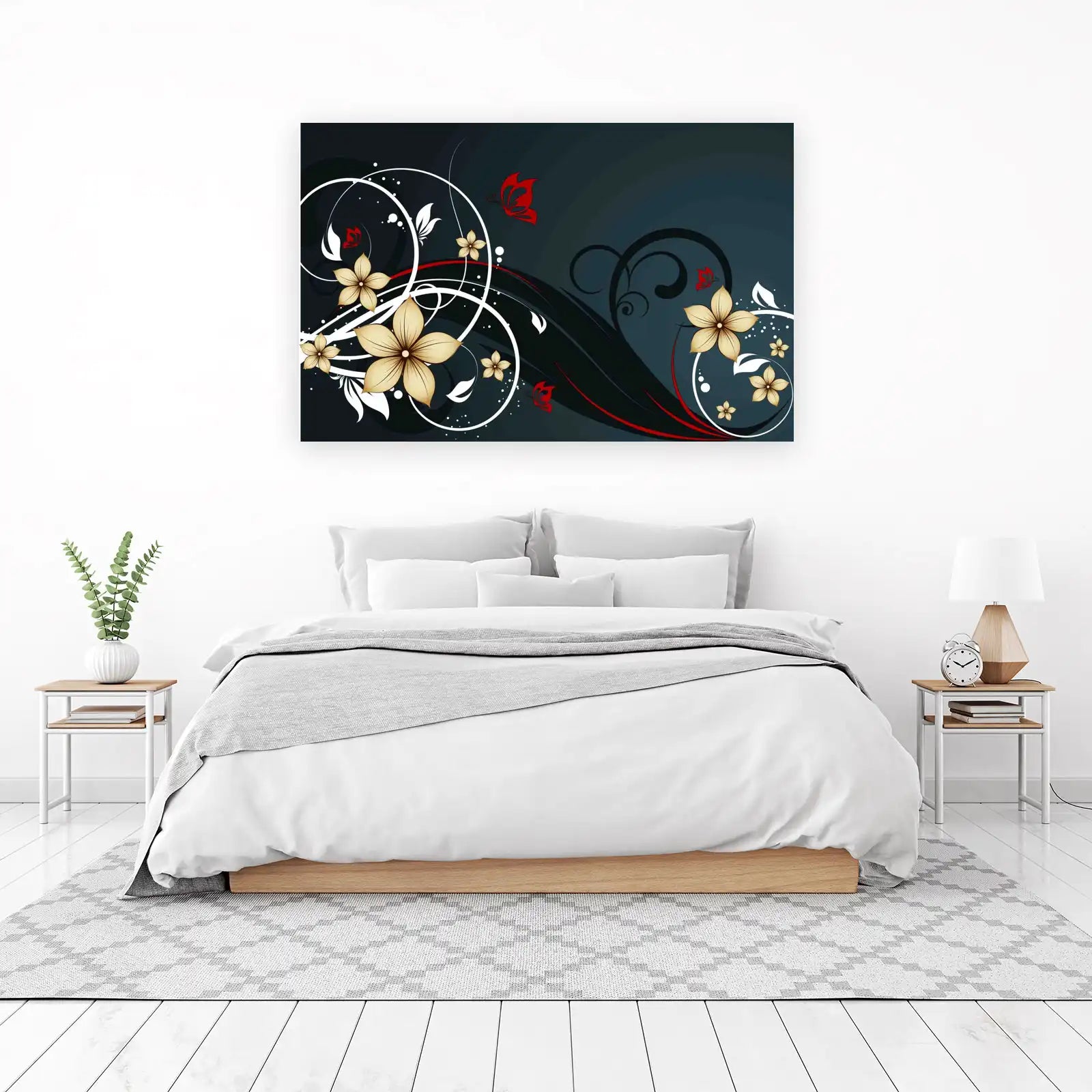 Elegant Floral Butterfly Abstract Wall Art