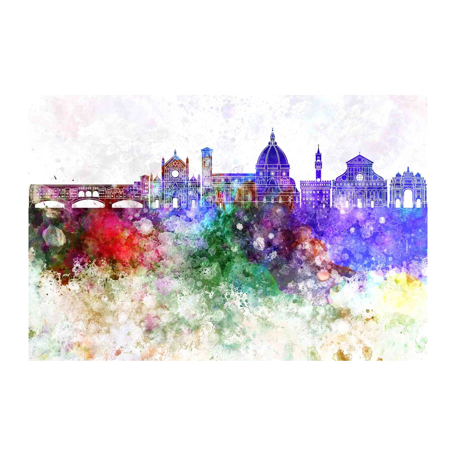 Vibrant Florence Skyline Watercolor Wall Art