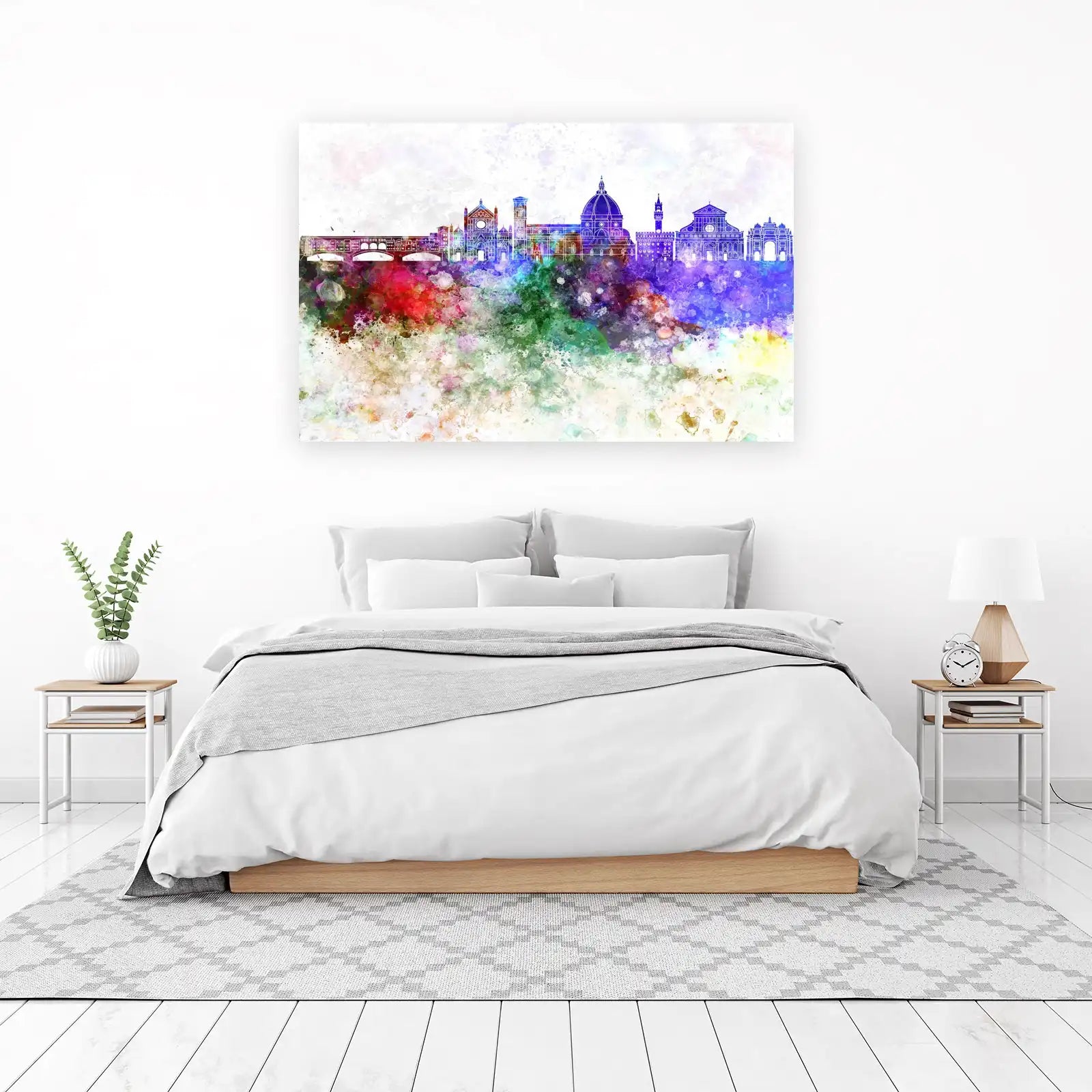Vibrant Florence Skyline Watercolor Wall Art