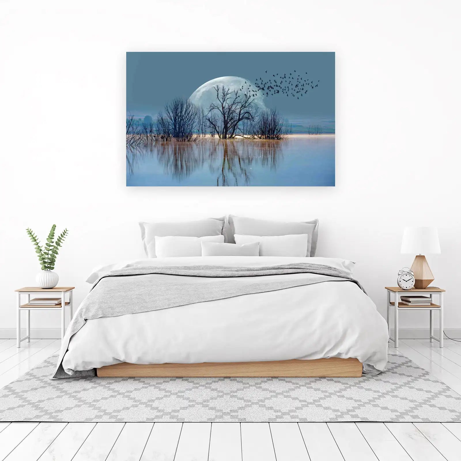 Enigmatic Moonlit Flock Wall Art