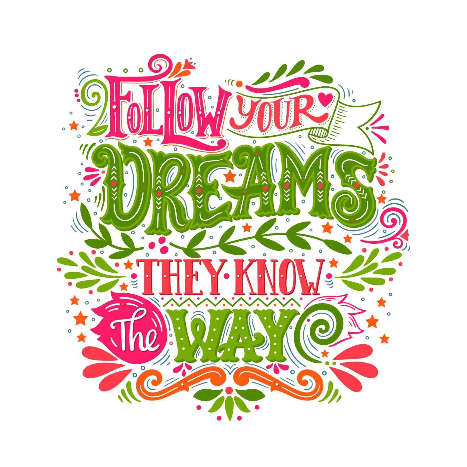 Follow Your Dreams Inspirational Quote Wall Art