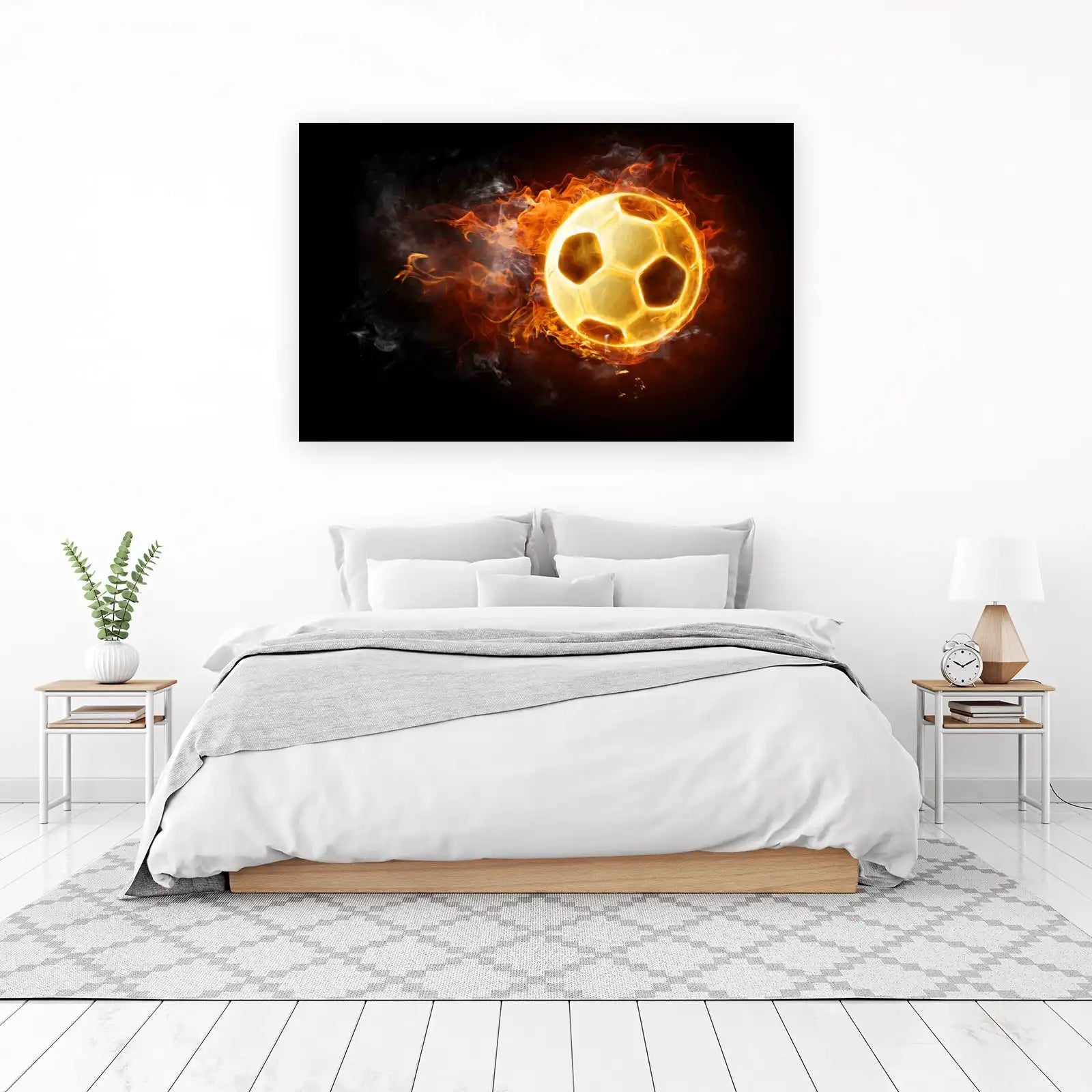 Fiery Soccer Ball Art Wall Art