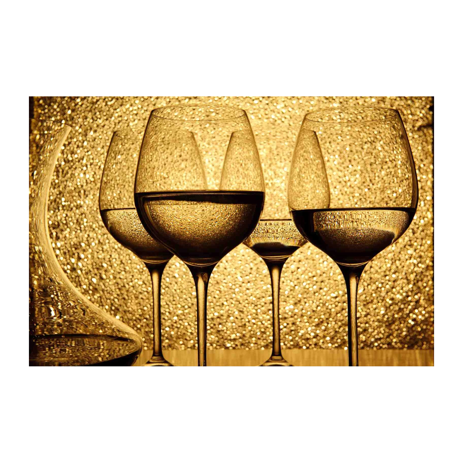 Elegant Gold Wine Glasses Wall Art