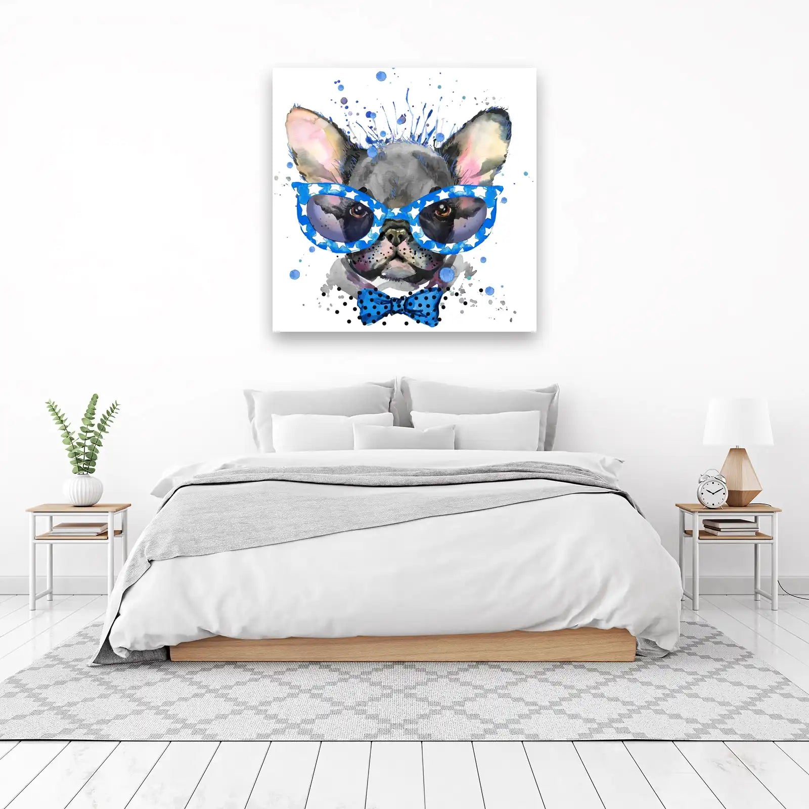 Cool Frenchie Dog with Star Glasses Wall Art