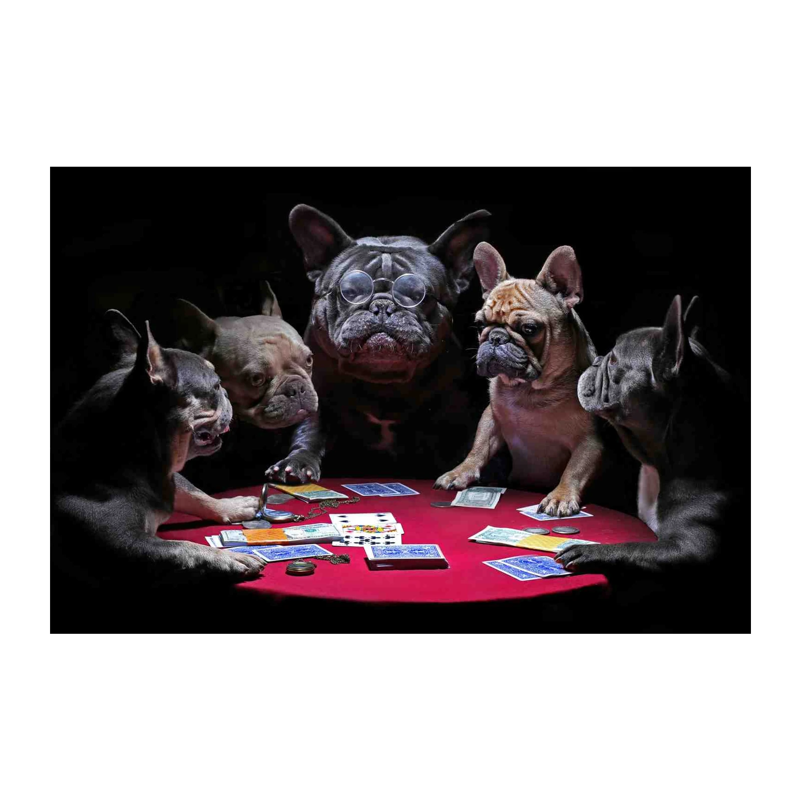 French Bulldogs Play Poker Wall Art