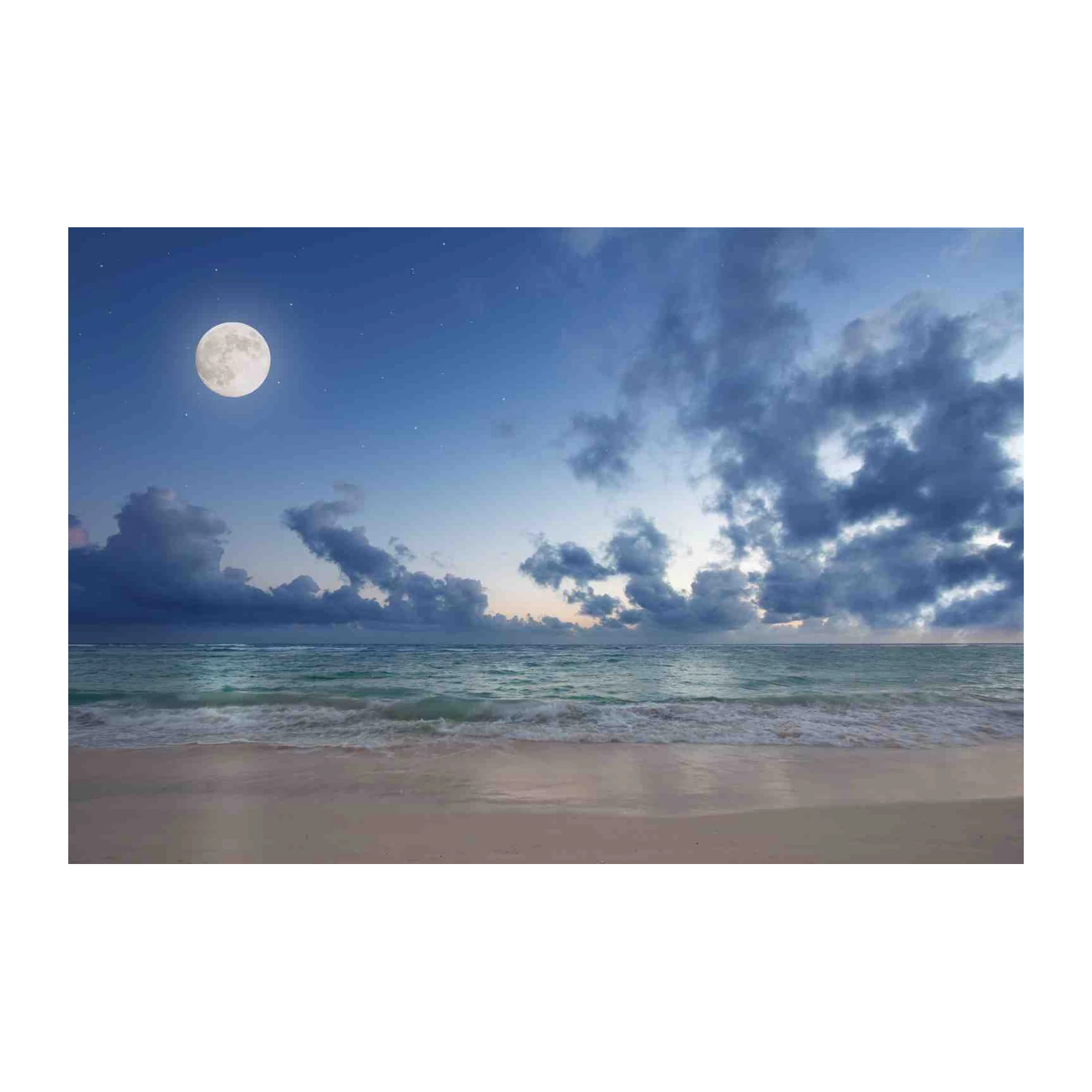 Moonlit Ocean Beach Calm Wall Art