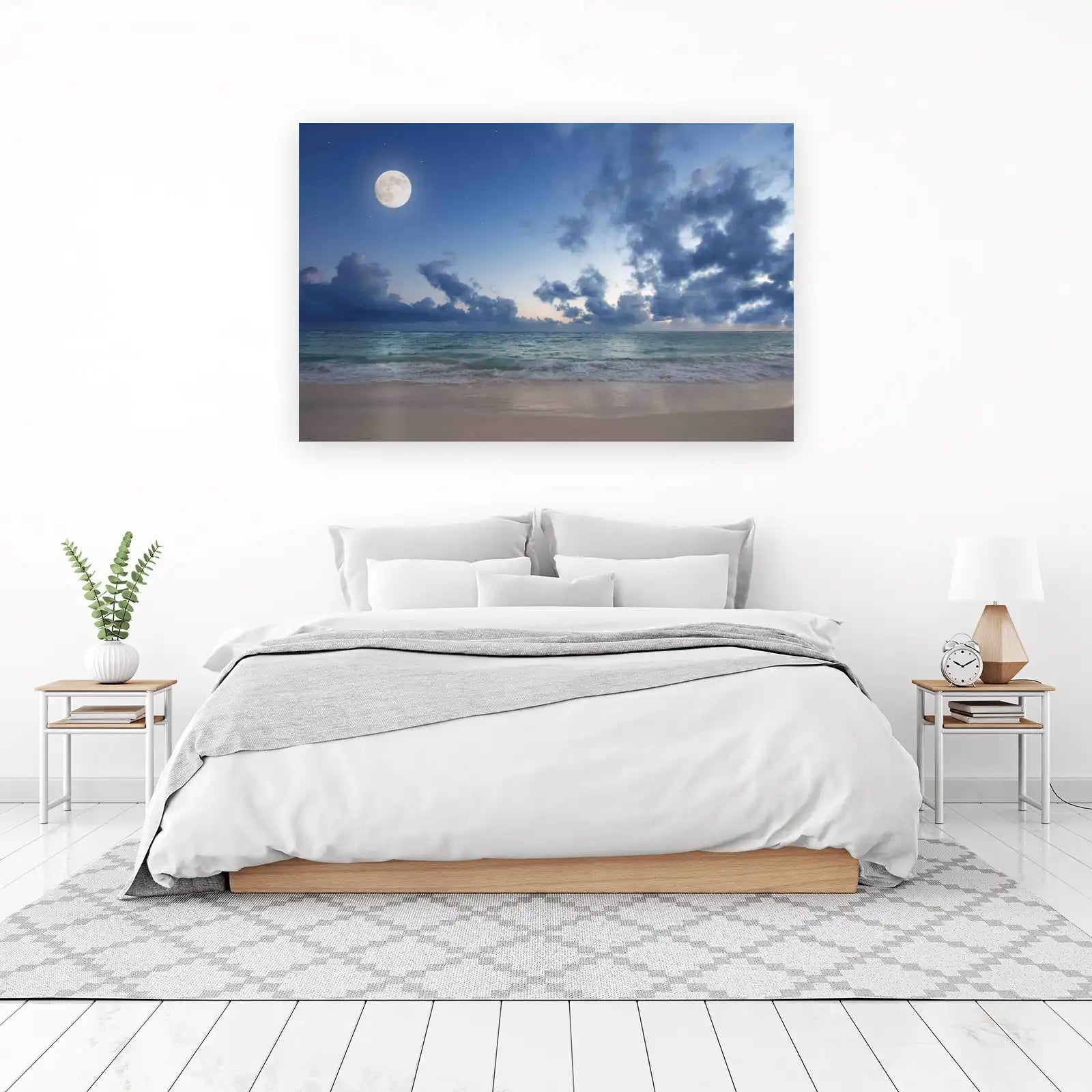 Moonlit Ocean Beach Calm Wall Art