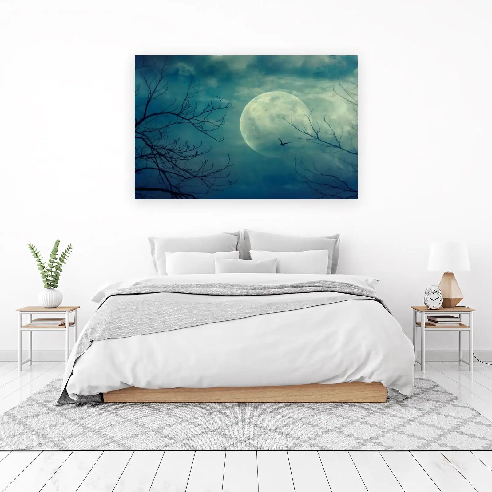 Mystical Moonlit Forest Bird Wall Art