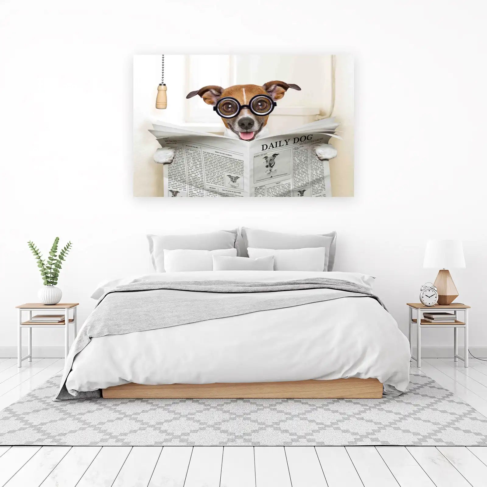 Clever Dog Reading Newspaper Wall Art