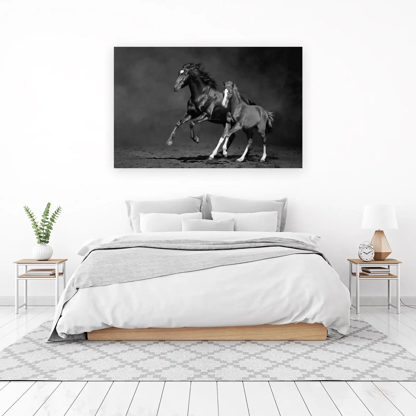 Majestic Horse & Foal Black & White Wall Art