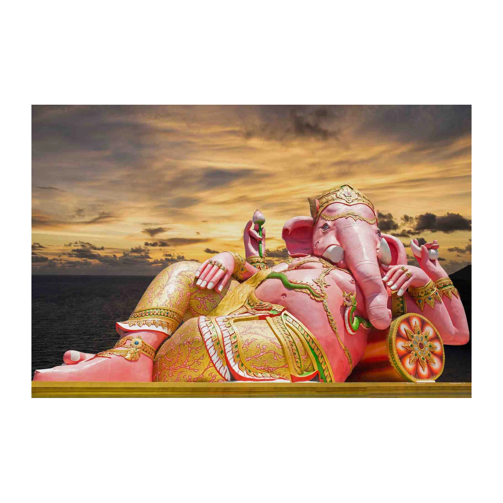 Vibrant Pink Ganesha Sunset Wall Art