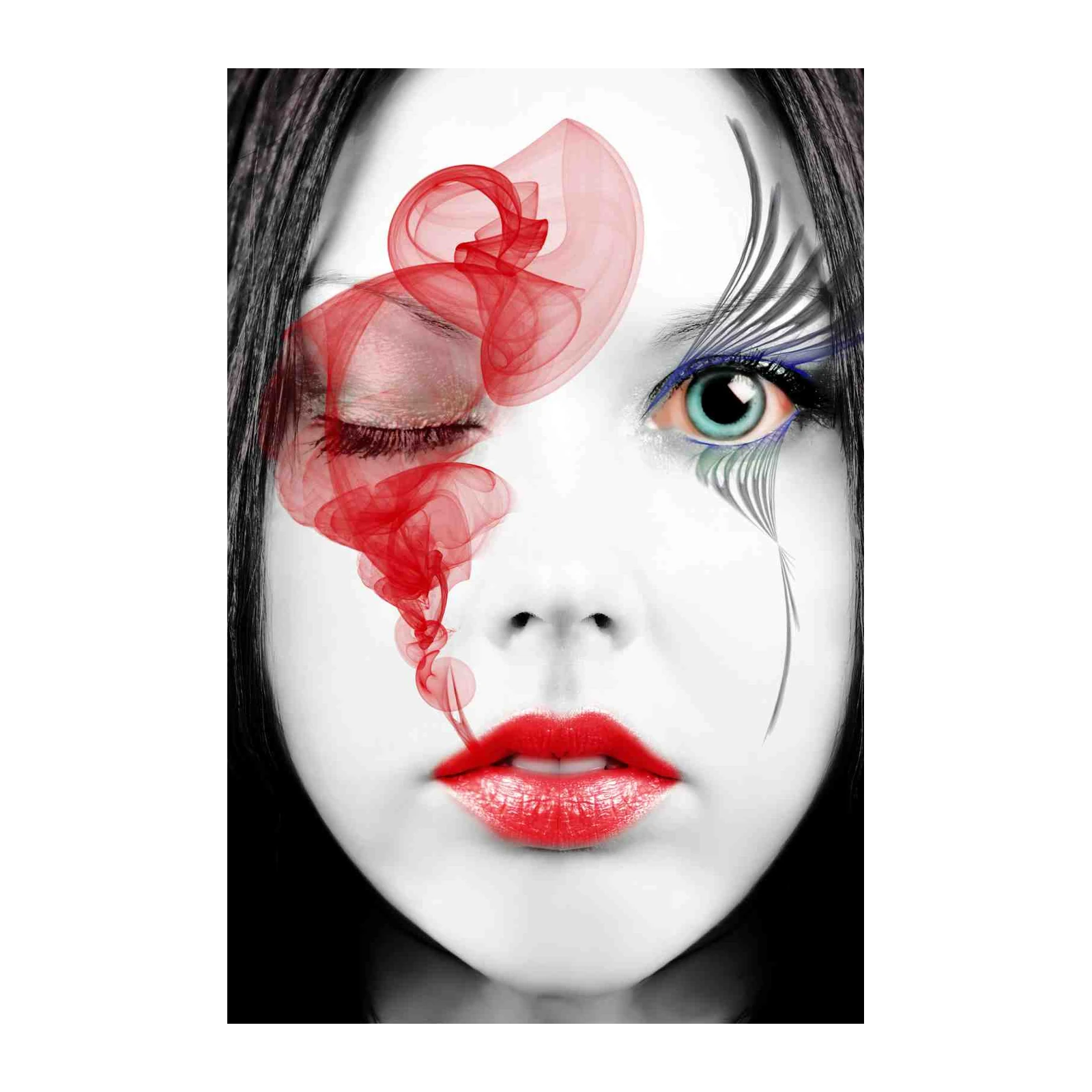 Striking Red Smoke Portrait Wall Art