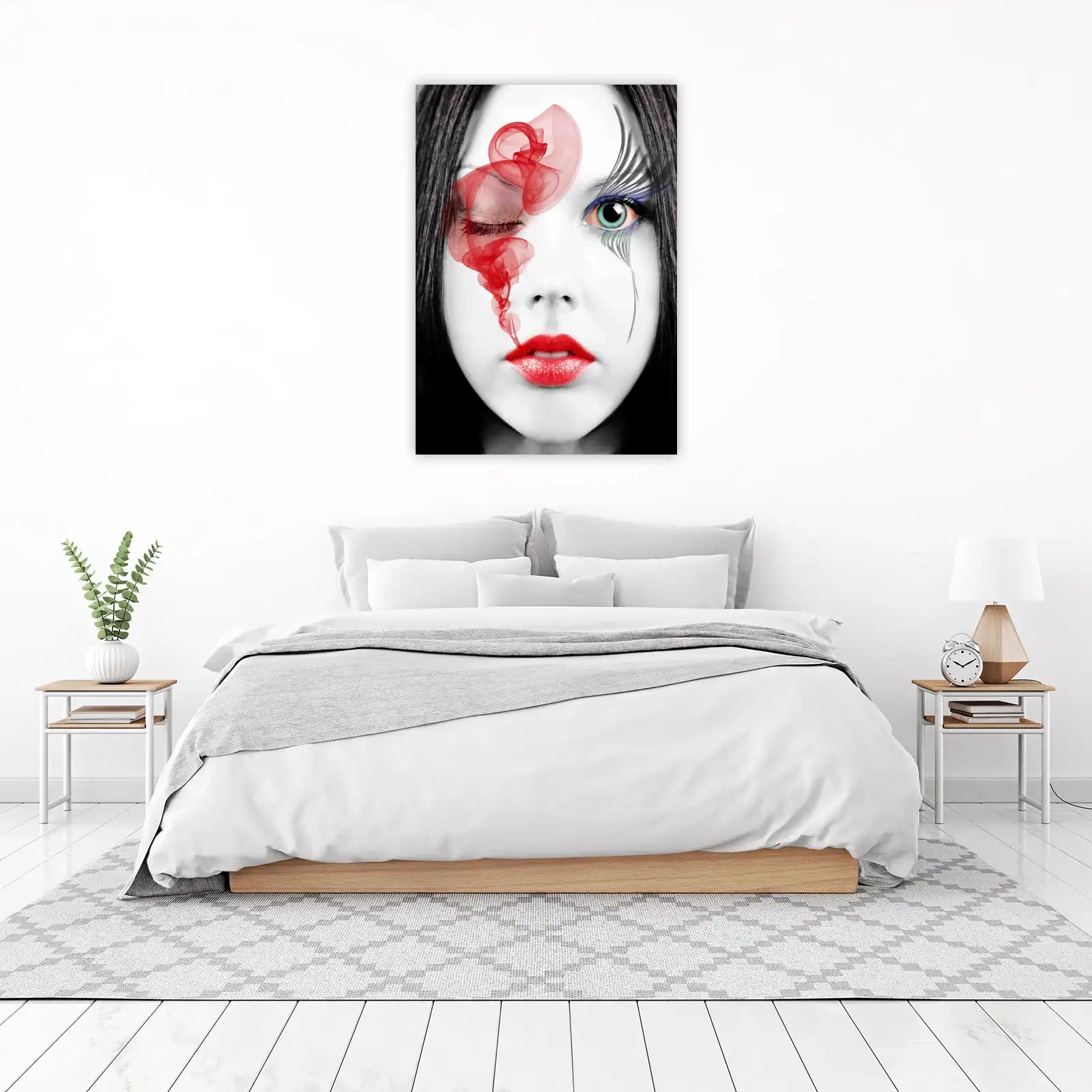 Striking Red Smoke Portrait Wall Art