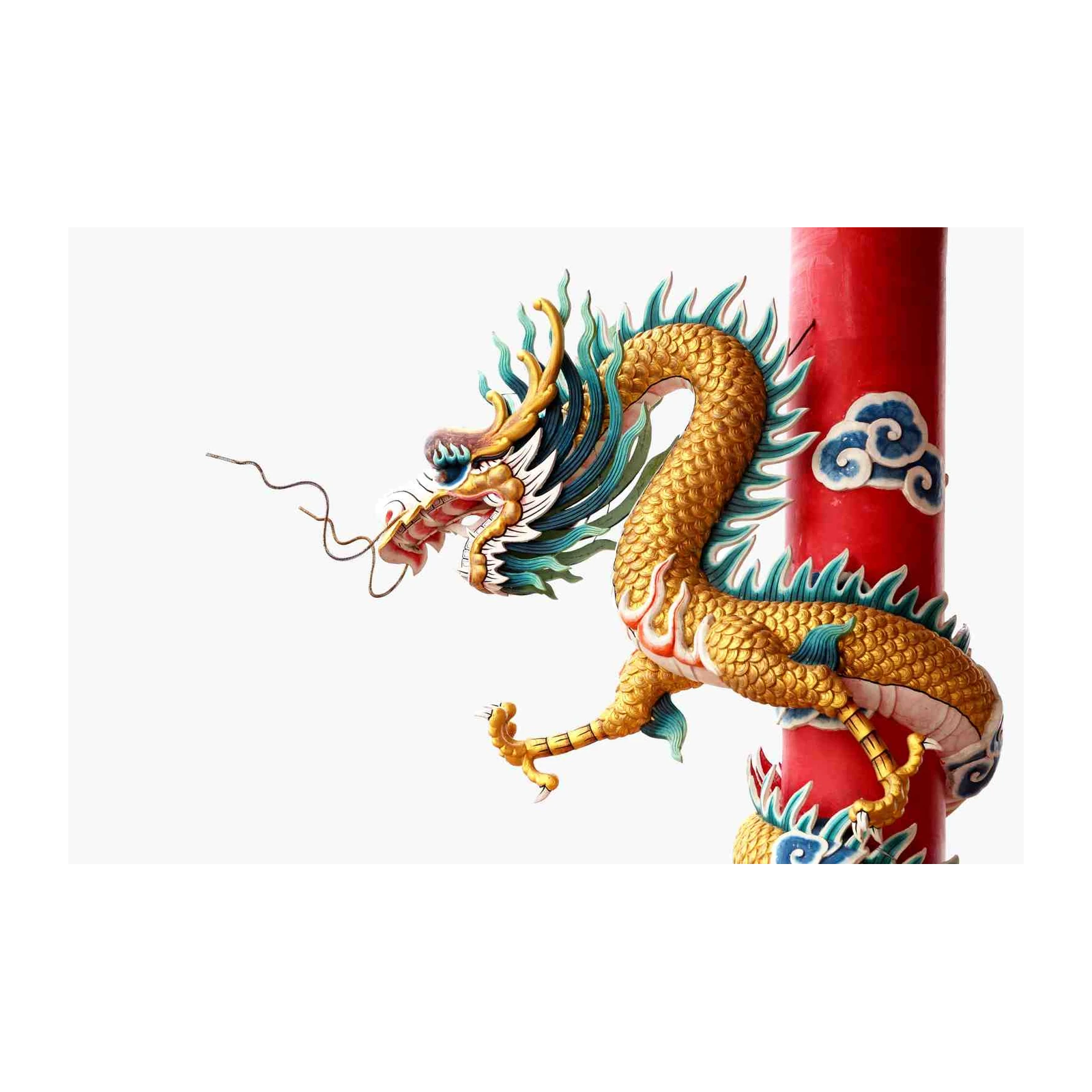 Majestic Golden Dragon Chinese Art Wall Art