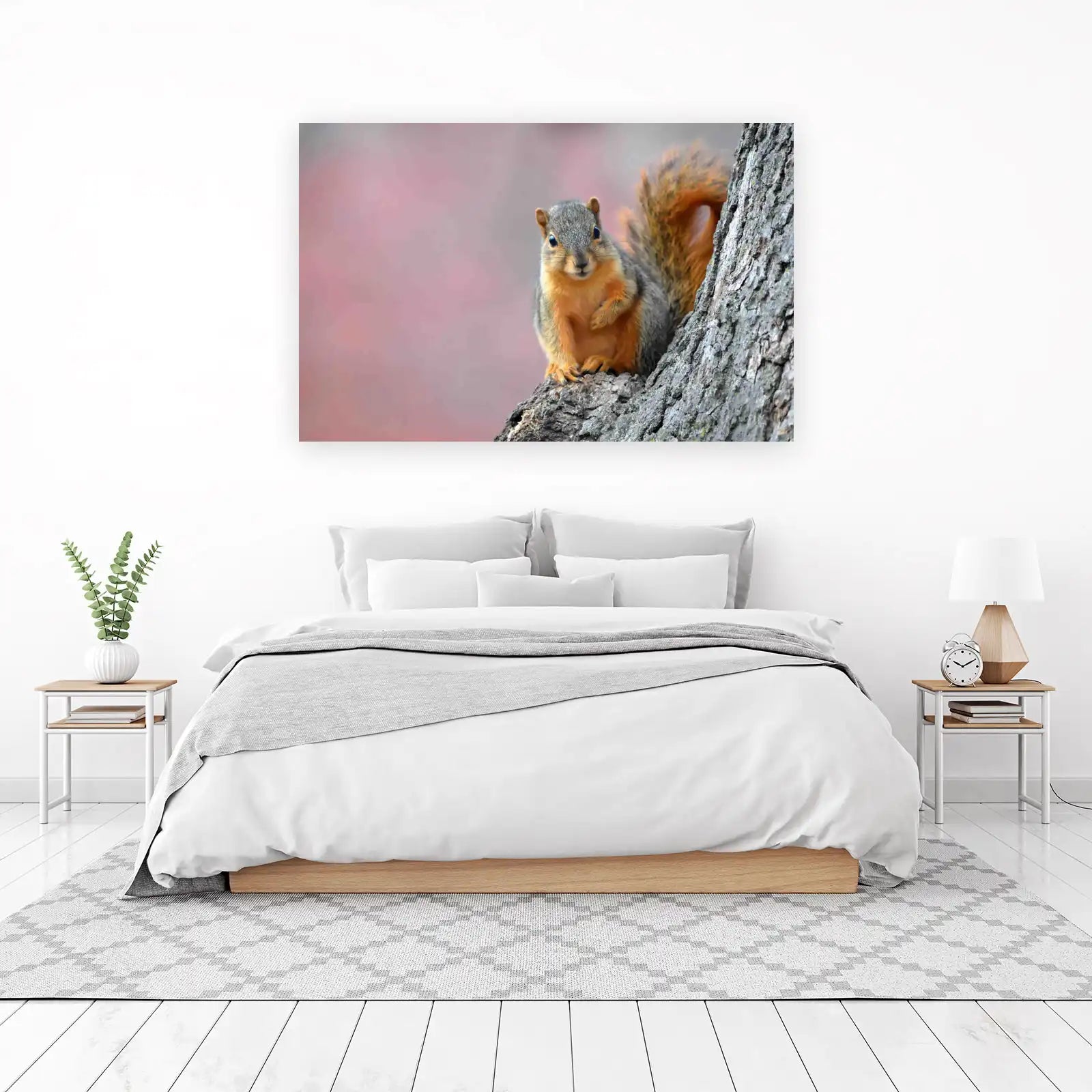 Curious Squirrel Perched on Bark Wall Art