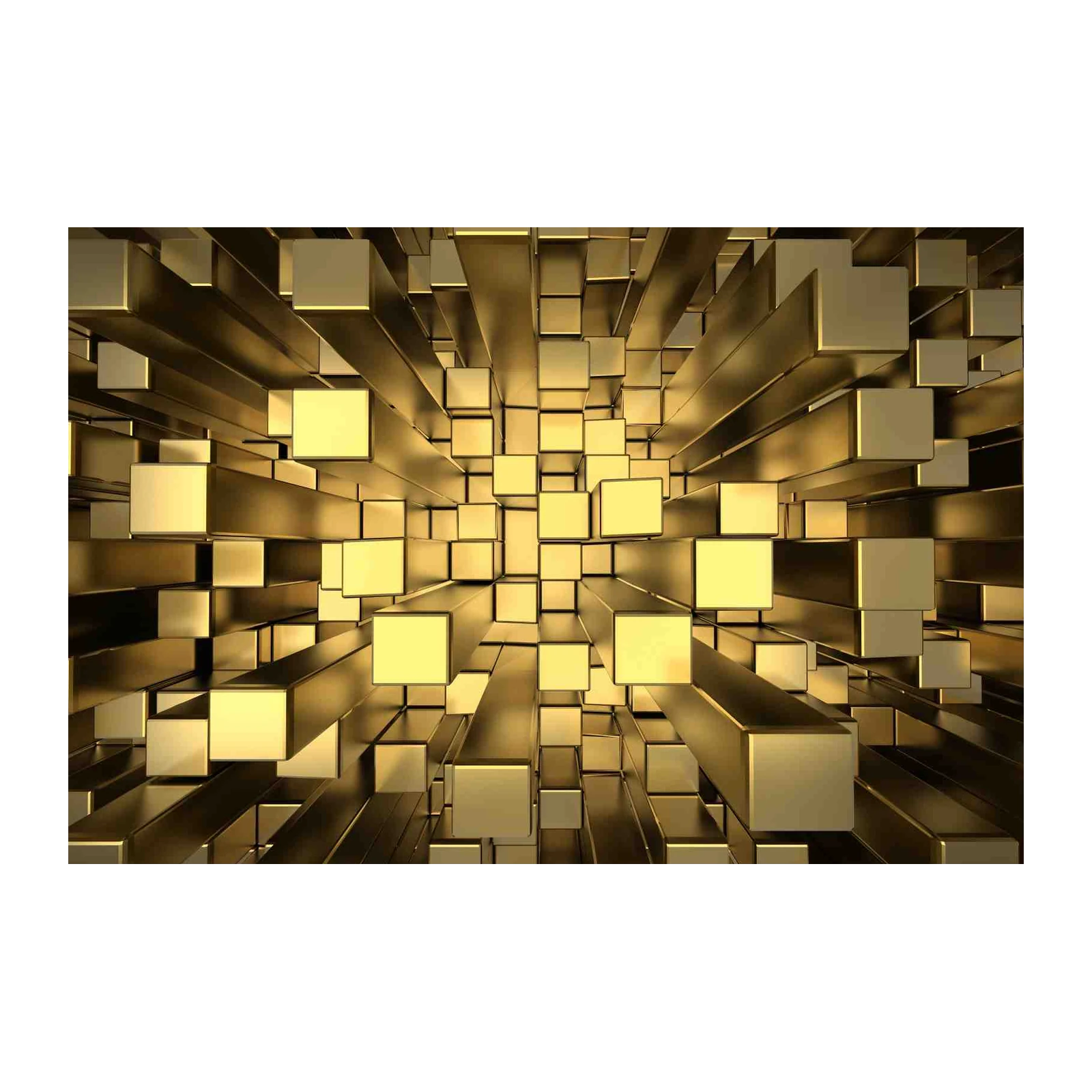 Abstract Gold Cubes 3D Geometric Wall Art