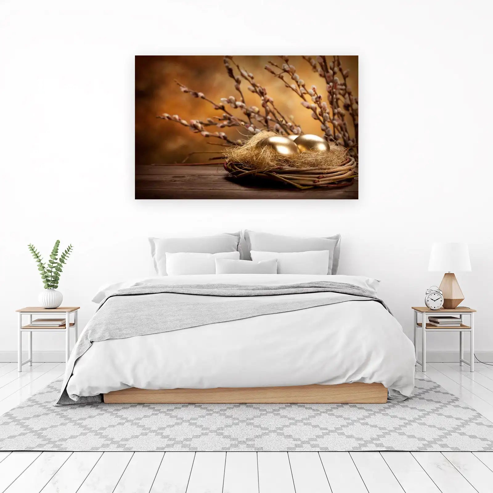 Golden Easter Nest & Pussy Willow Wall Art
