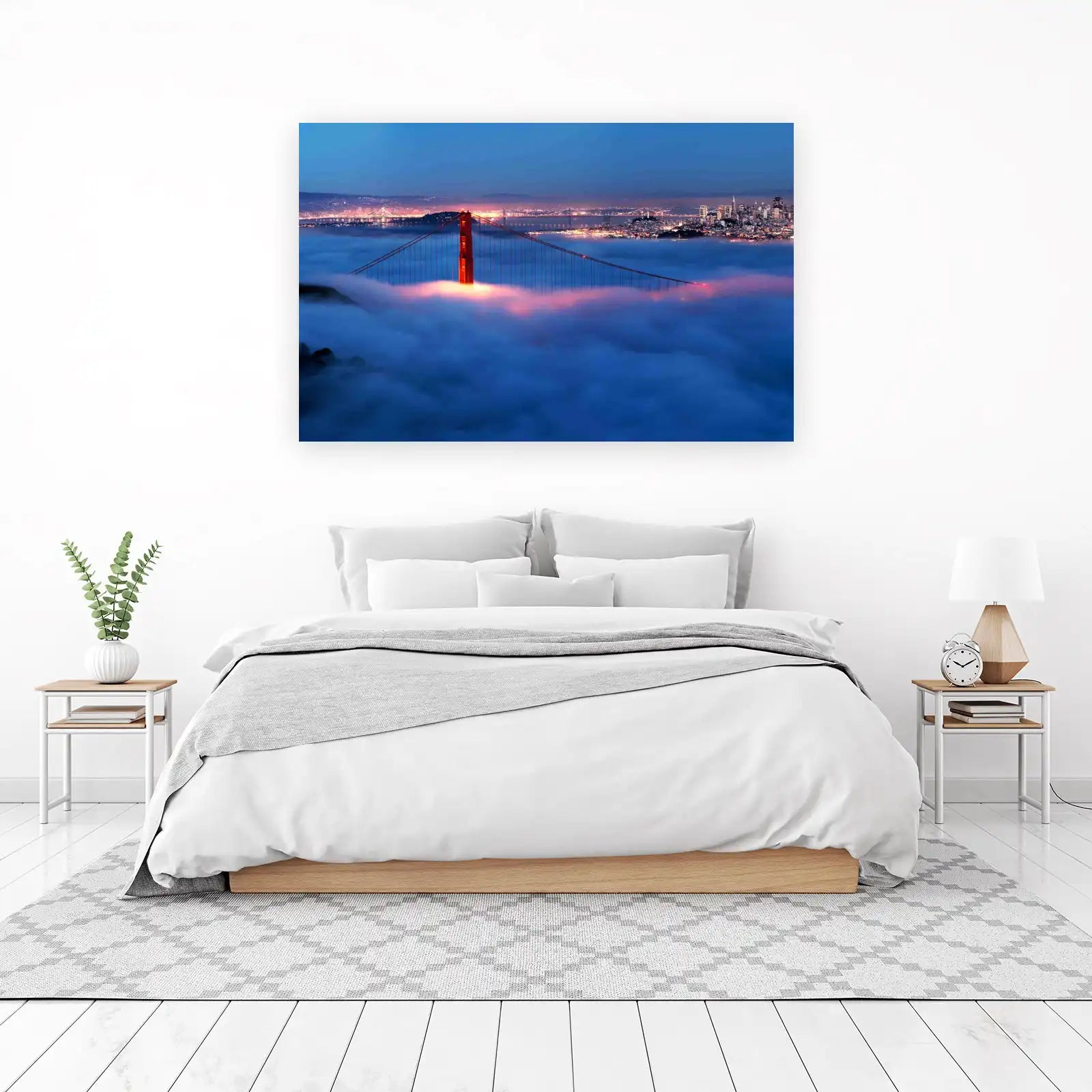 Golden Gate Bridge Foggy Night Wall Art