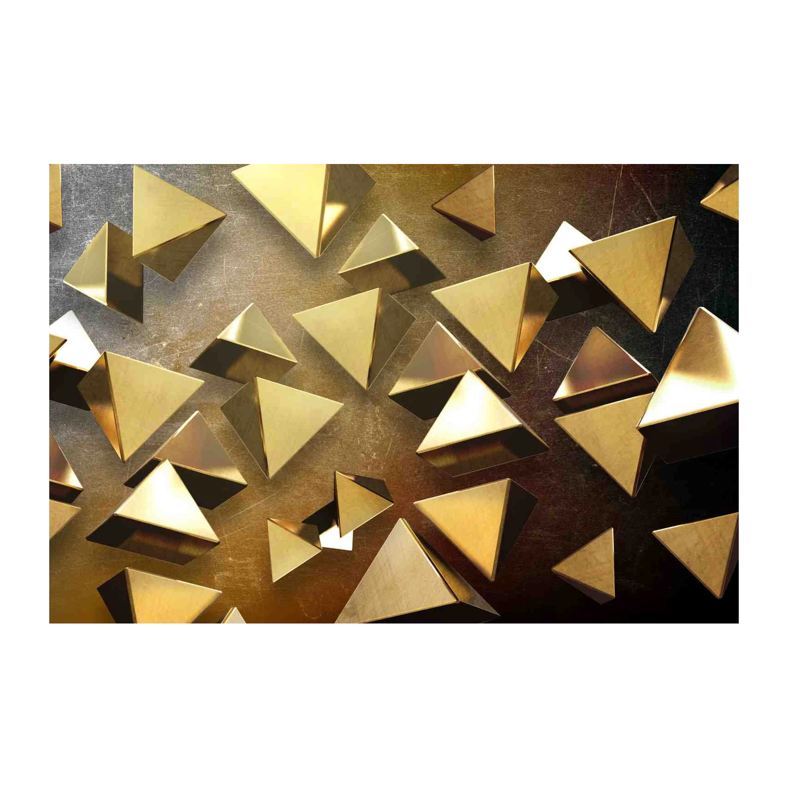 Modern Geometric Gold Pyramids Wall Art
