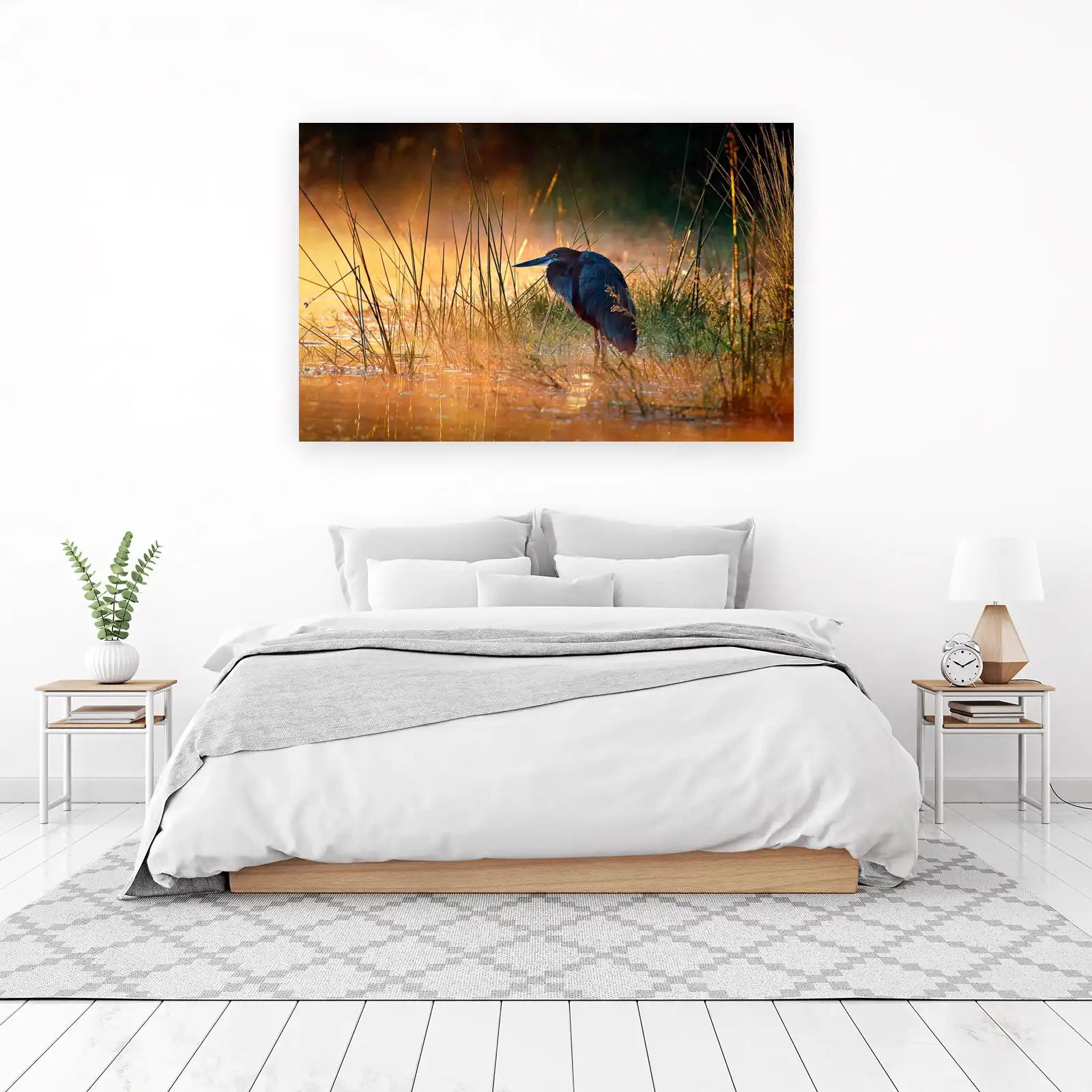 Serene Heron Dawn Wall Art
