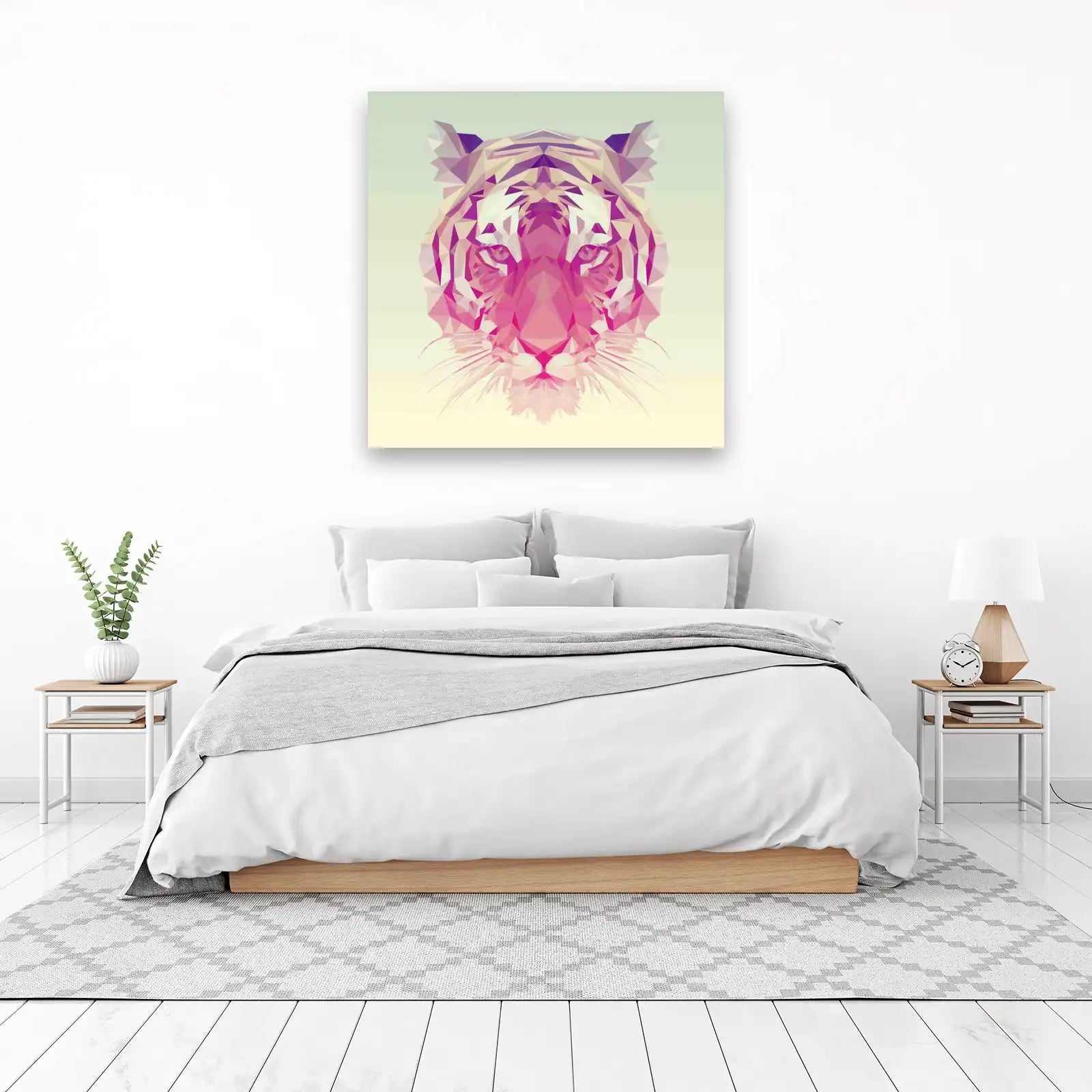 Geometric Pink Tiger Wall Art Wall Art