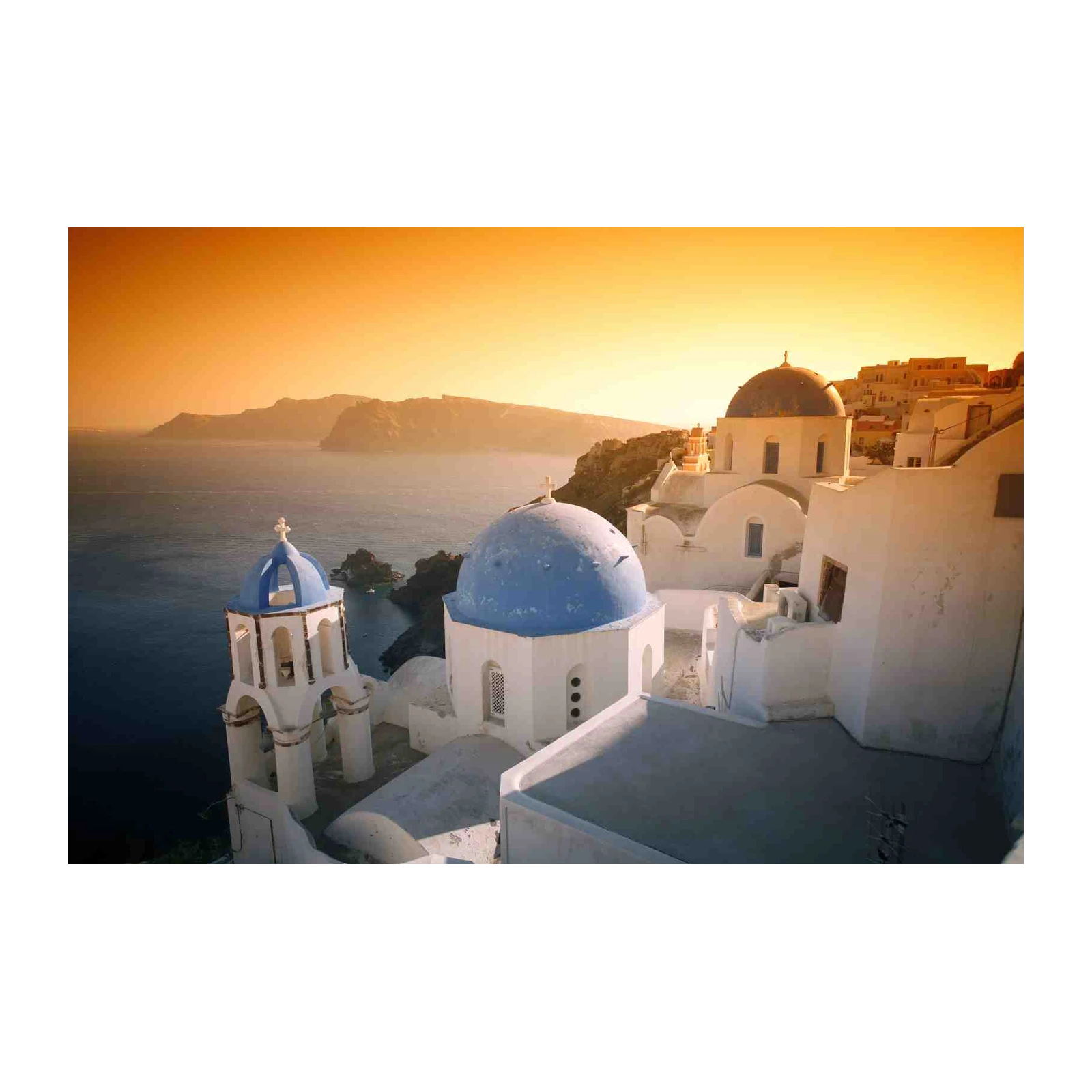 Santorini Sunset Domes Wall Art